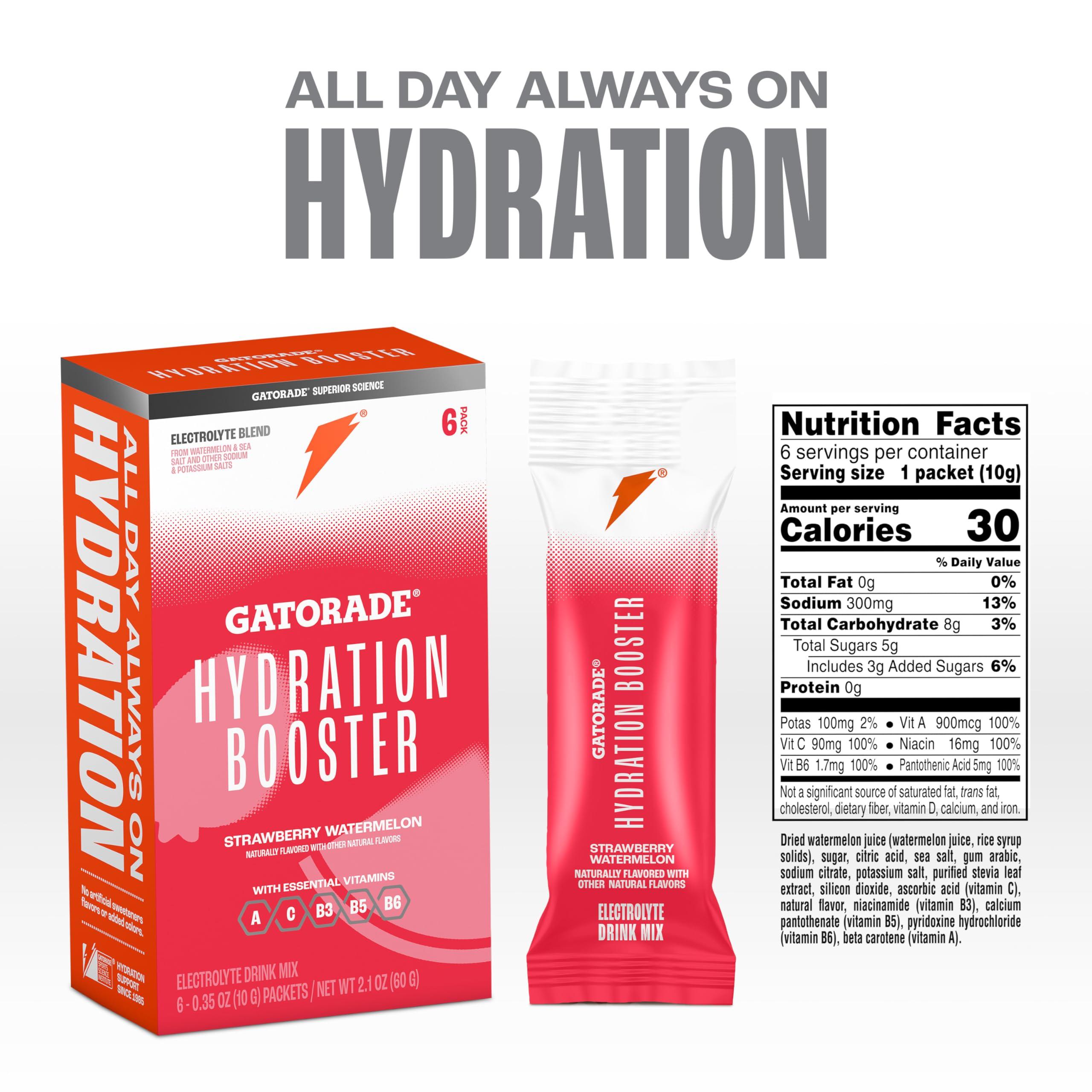 Gatorade Gatorade Hydration Booster, Strawberry Watermelon, Makes 20 Fl Oz (Pack of 6)