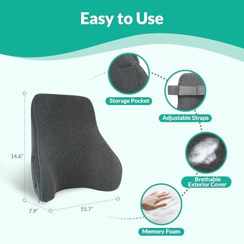 Snailax Snailax Heated Lumbar Support Pillow for Office Chair, Back Support Pillow for Car, Adjustable Heat and Vibration, Ergonomic Back Cushion, Improve Posture & Pain, Lower Back Massager,Gifts