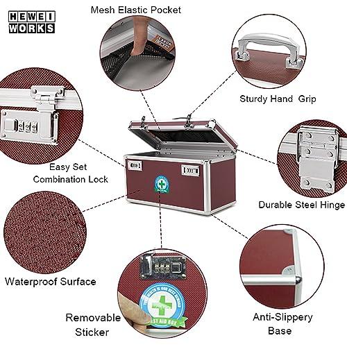 HEWEI WORKS HEWEI WORKS Locking Box with Portable Storage Case, 14.2\'\'x 7.2\'\'x 8.2\'\'Childproof Medication Lock Organizer, Lockbox for Documents, Medicine & Valuables (Brown/Large