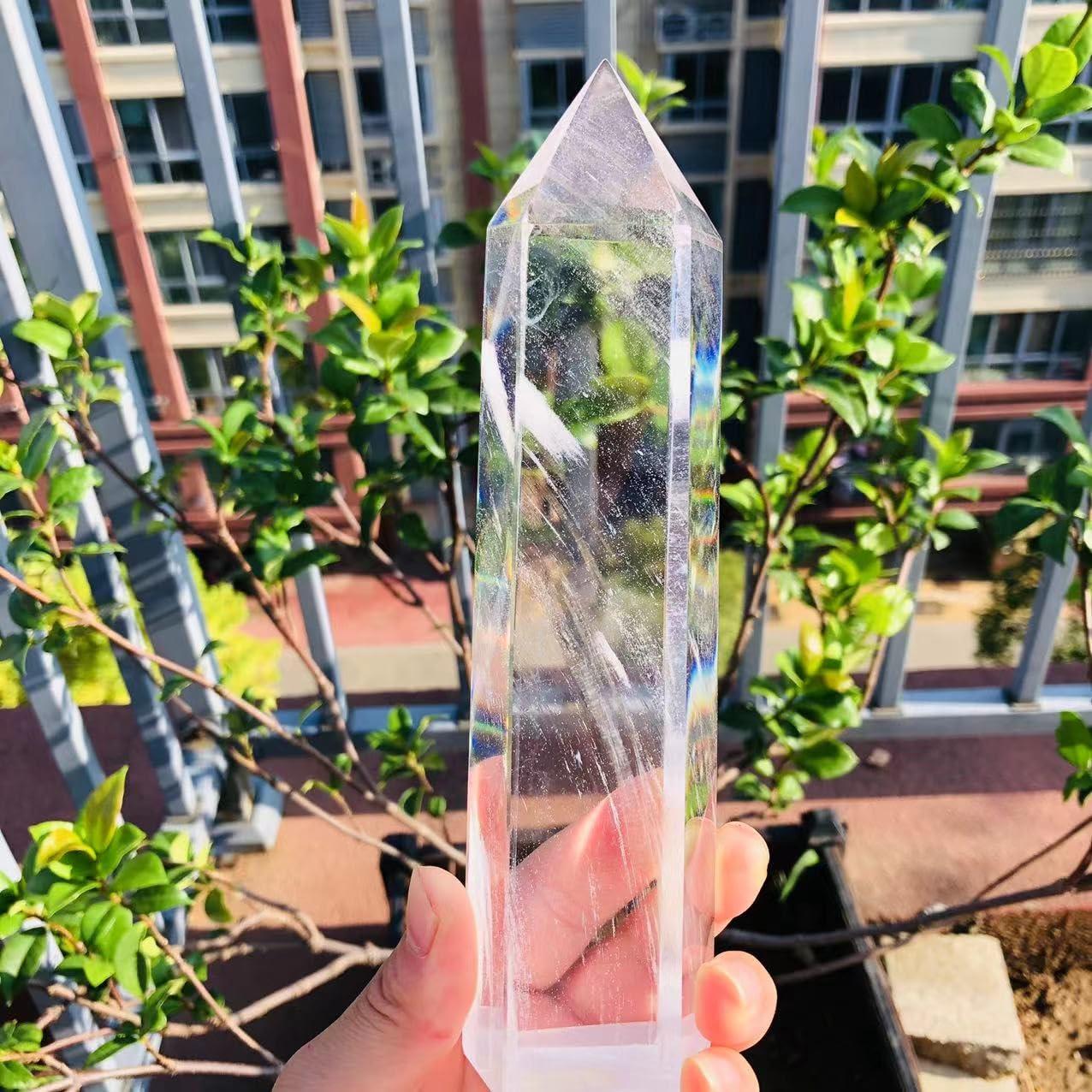 BEINUANCRYSTAL Big Size Clear Melting Stone Quartz Obelisk Crystal Wand Point Healing Fengshui for Home Decoration 1PC (1400g-1600g)