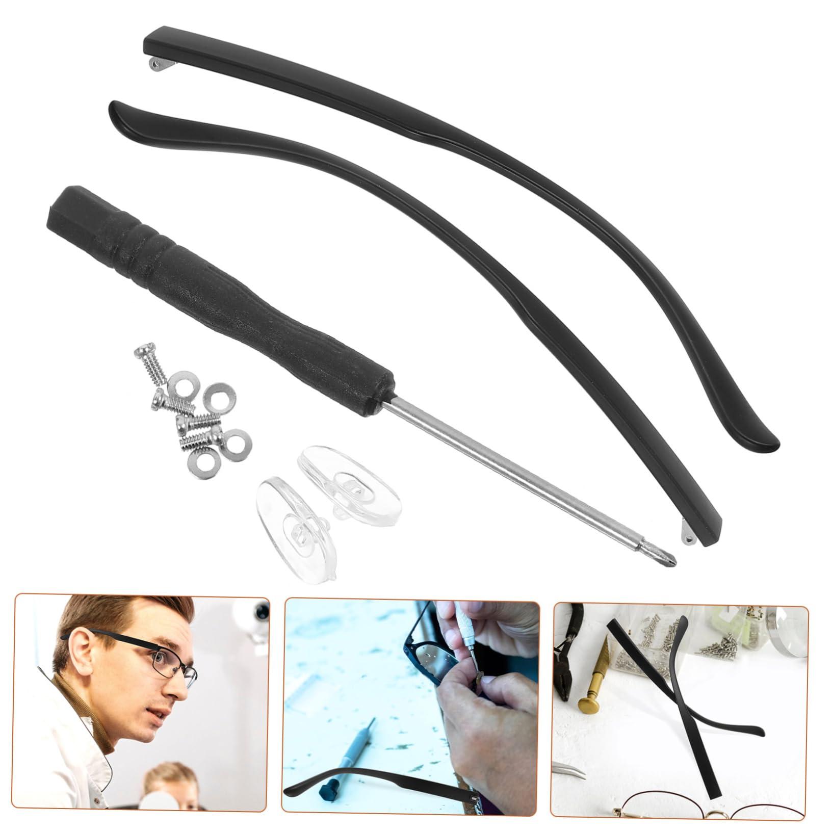 SEWOART SEWOART 1 Pair Glasses Accessories Replacement Glasses Holder Glasses Leg Sunglasses Man Screwdriver Glasses Temple Covers Chain Glasses Cleaning Cloth Car Watch Repair Kit Arm Black Metal