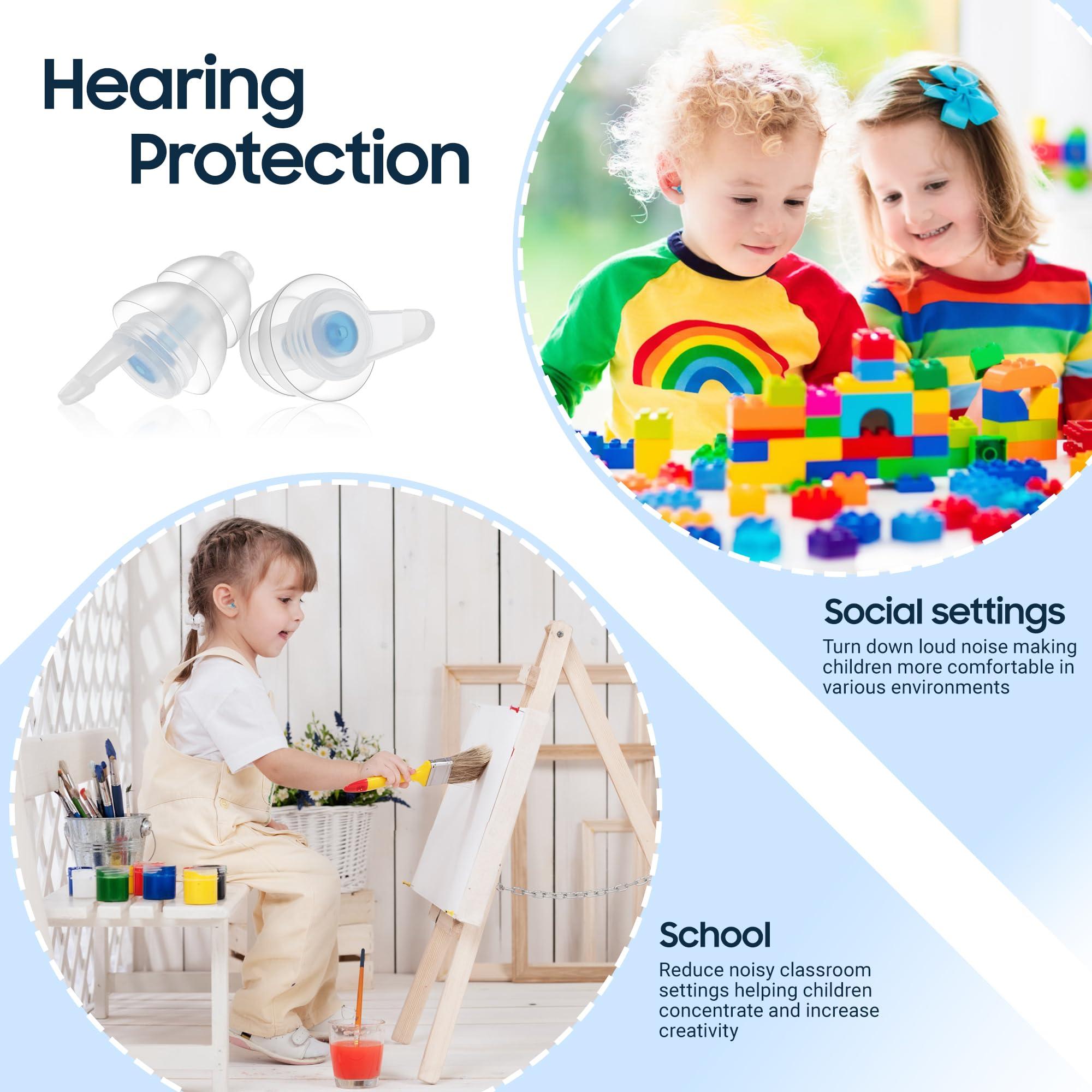softvox Kids Earplugs (6-12 yrs) Filtered Ear Plugs for Children Adults with Small Ear Canals, 25dB Hearing Protection for Flying, Concerts, Sports Events, Fireworks, Monster Jam, Sleep, Noise Sensitivity