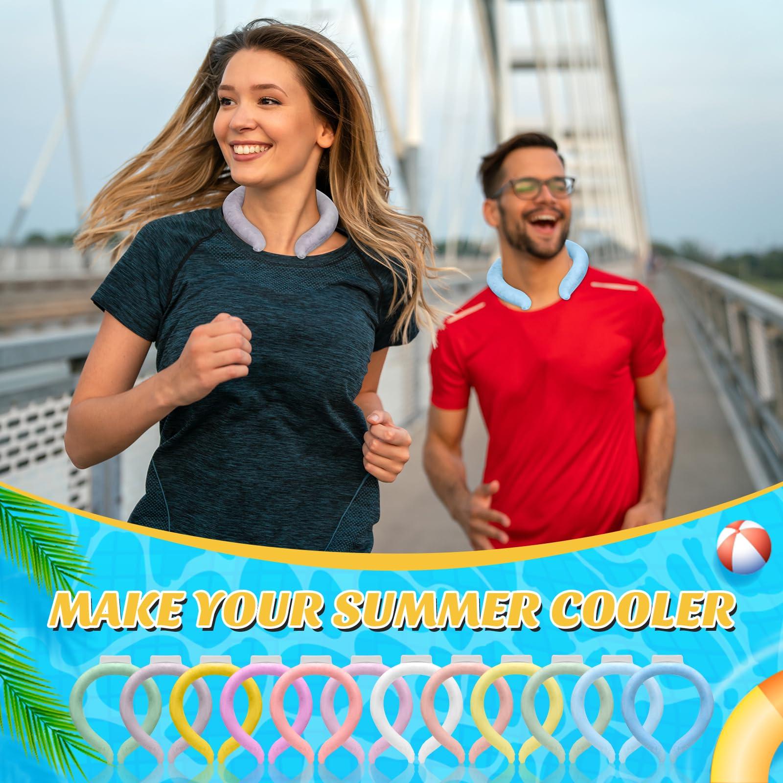 SiliFine SiliFine 12 Pcs Cooling Neck Wraps Reusable Ice Neck Cooler Wearable Ice Packs Tube Ice Collar Ring Hands- Free Gel, Freeze Below 78 Fahrenheit for Hot Weather Summer Outdoor Heat Dissipation