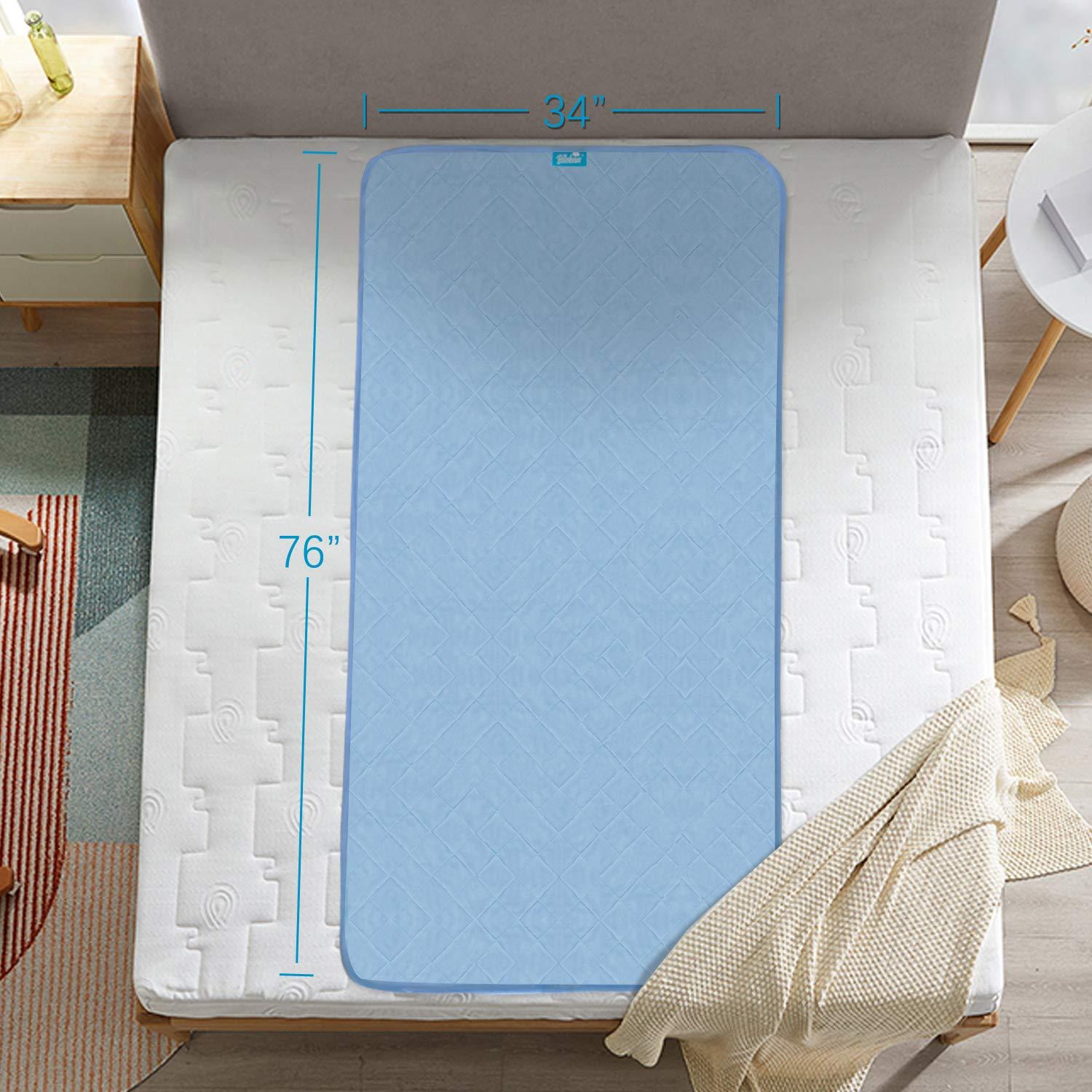 SPRINGSPIRIT Hospital Bed Pads 34\'\' x 76\'\' 4 Pack, Waterproof Pee Pads, Washable Bed Wetting Incontinence Chuck Pads for Kids, Elderly Seniors, Blue