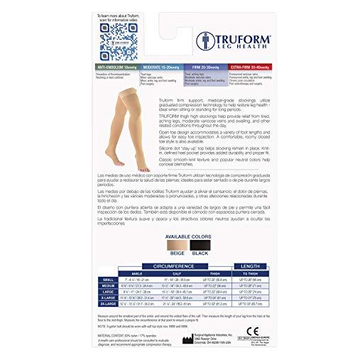 Truform Truform Compression 20-30 mmHg Thigh High Open Toe Dot Top Stockings Black, X-Large, 2 Count