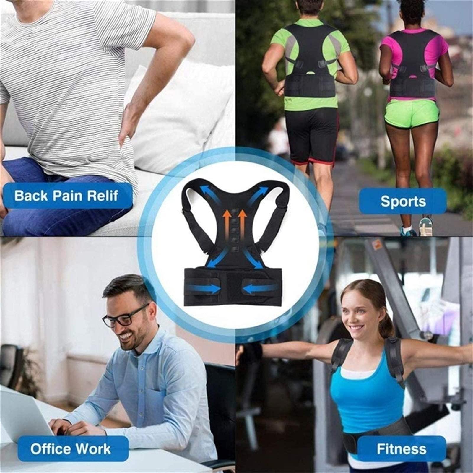XWSM XWSM Posture Correction Belt, Adjustable Shoulder Strap, Full Back Support Suitable for Male and Female, Relieves Shoulder Pain Makes Exercise More Efficient Support (Color : Black, Size : 2X Grande)