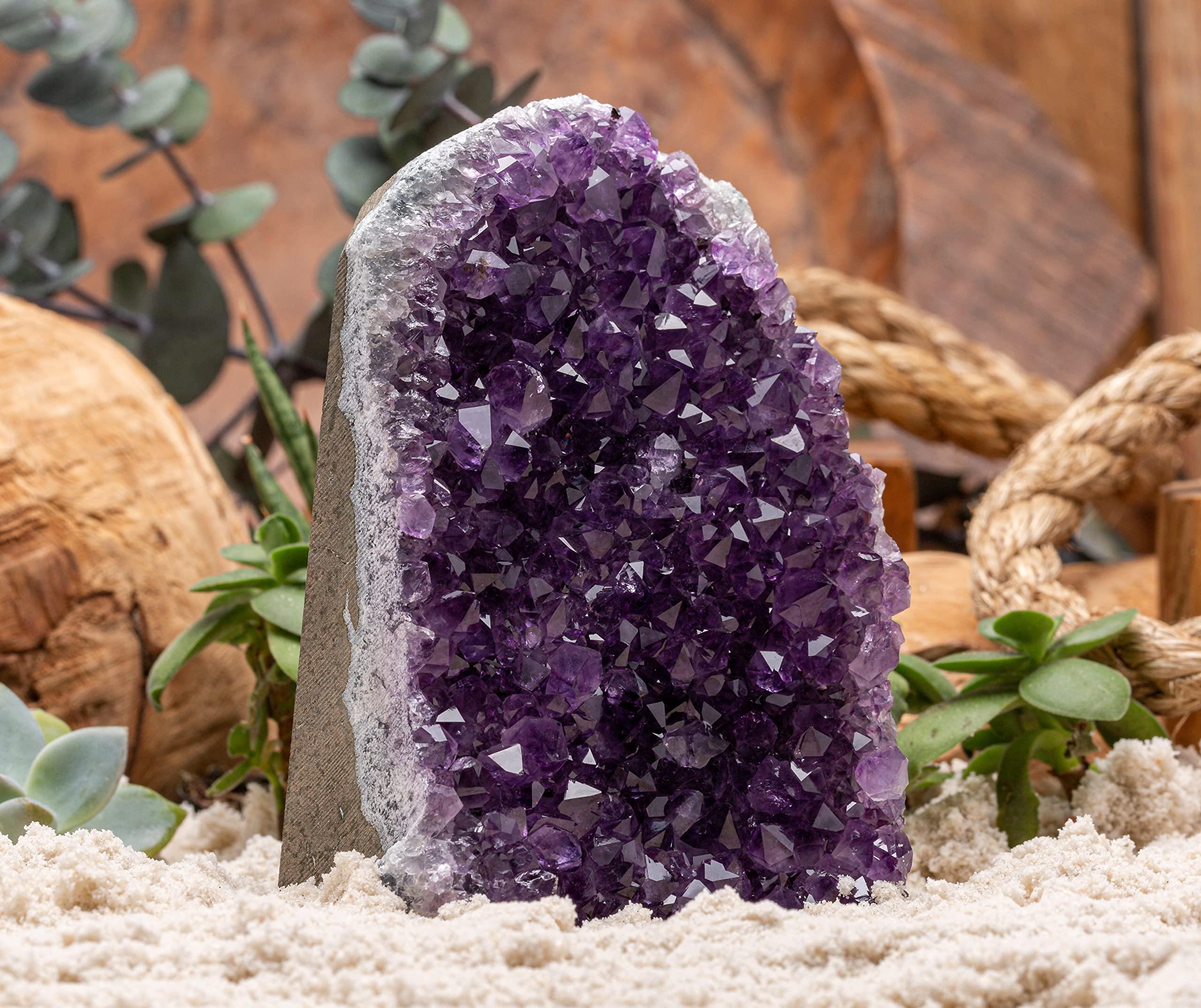 EMPORION EMPORION Large Natural Amethyst (8 lb to 10 lb) Crystal Clusters Stone from Uruguay Raw Geode Quartz - Deep Purple Color