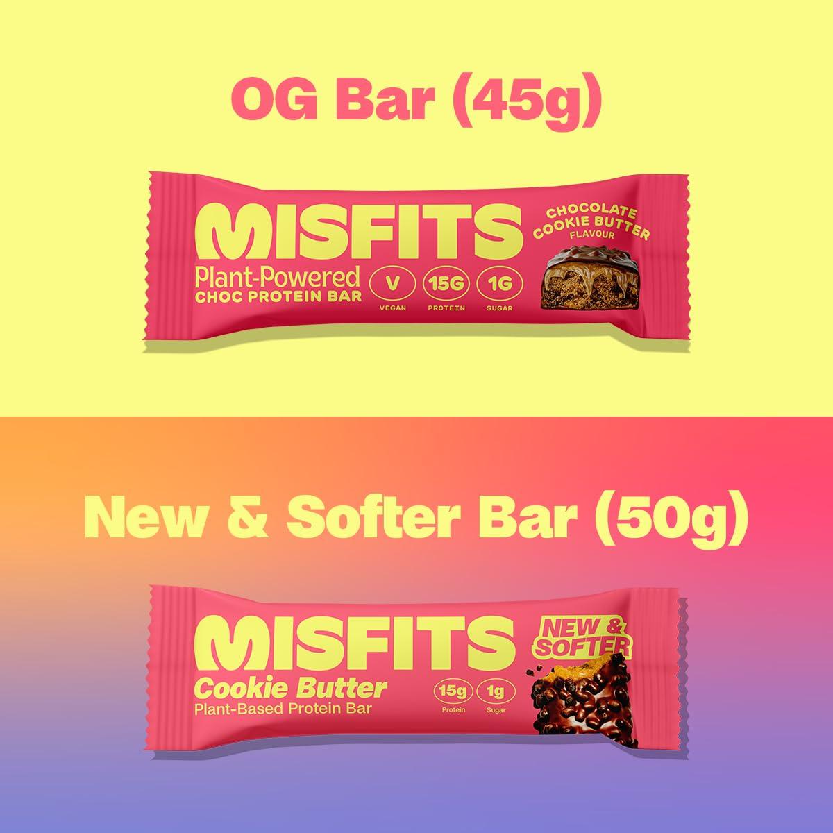 Misfits Misfits Vegan Protein Bar Bundle, Plant Based Protein Bars, High Protein 15g Per Bar, Low Sugar, Low Carb, Vegan, High Fiber, Non GMO, Best Sellers Variety and Brownie Batter 15 Packs