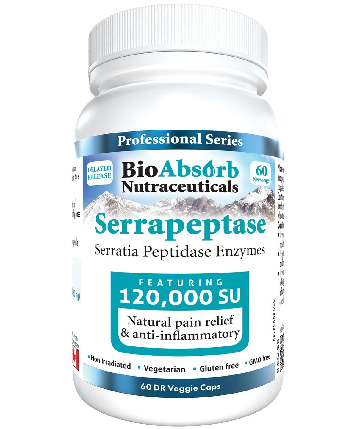 Bio Absorb Nutraceuticals Bio Absorb Nattokinase Supplement 180 Caps - Serrapeptase Enzyme 60 Caps Bundle