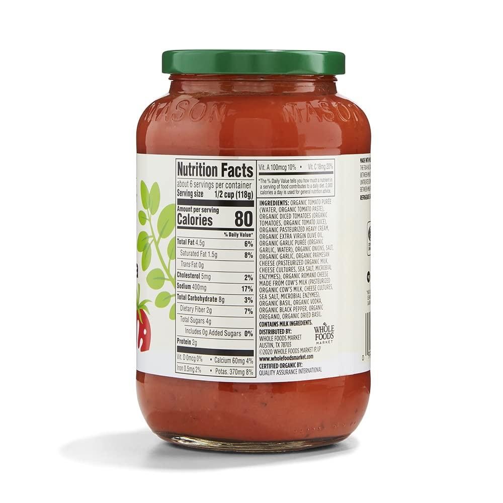 365 by Whole Foods Market 365 by Whole Foods Market, Organic Creamy Vodka Pasta Sauce, 25 Ounce