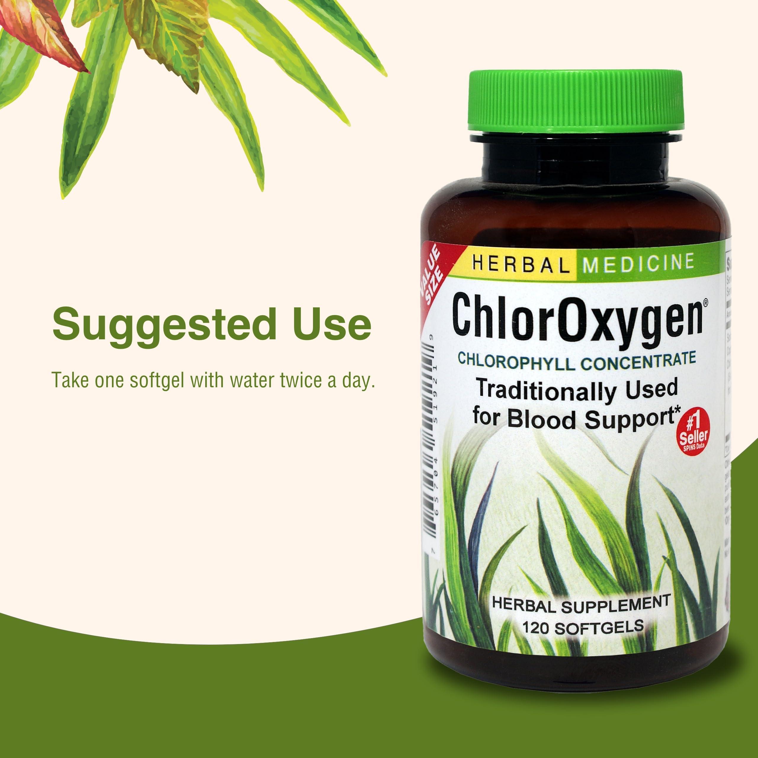 Herbs Etc. Herbs Etc. ChlorOxygen Chlorophyll Concentrate - Aids Healthy Blood Circulation - High-Altitude Environment Support - Energy Support - 120 Softgels (120 Servings)