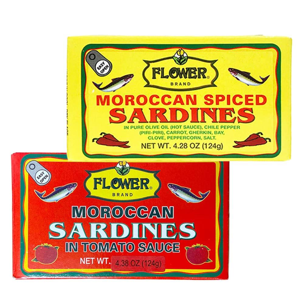 FLOWER Flower Brand Morocco Spiced Sardines Olive Oil and Tomato Sauce Wild Sardines Canned 4.38 ozPack of 10