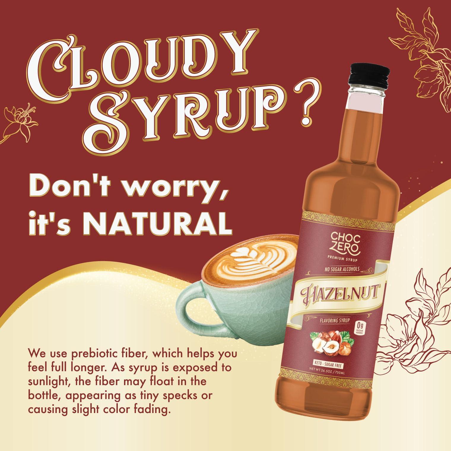 ChocZero ChocZero Sugar Free Hazelnut Syrup for Coffee - Keto Flavoring Syrups - Low Calorie Simple Syrup for Flavored Drinks, 25.4 Ounces Bottle (Pack of 1)