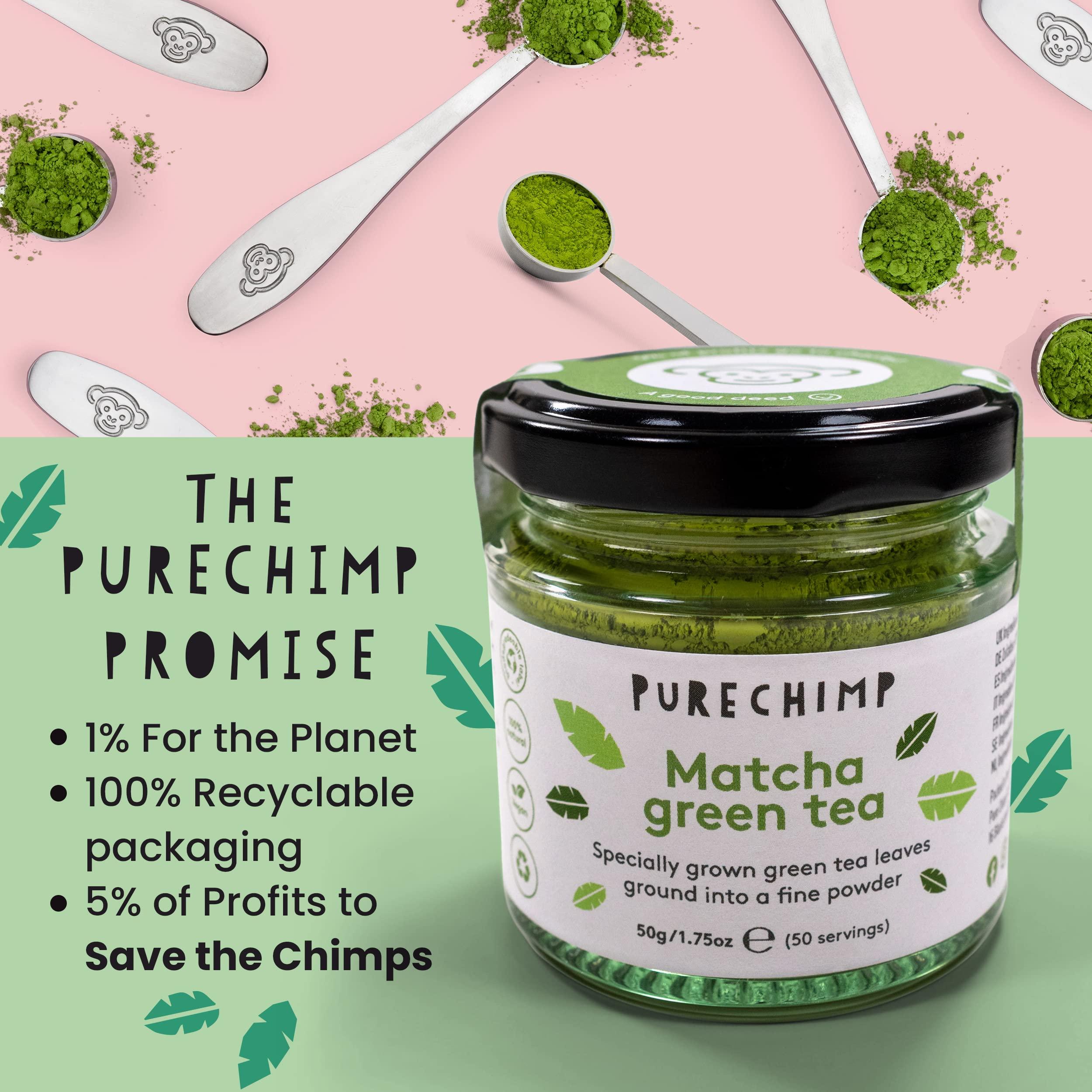 PureChimp Matcha Green Tea Powder - 1.75 Ounces (50g) of Ceremonial Grade Japanese Matcha for Baking, Lattes and Smoothies - Regular