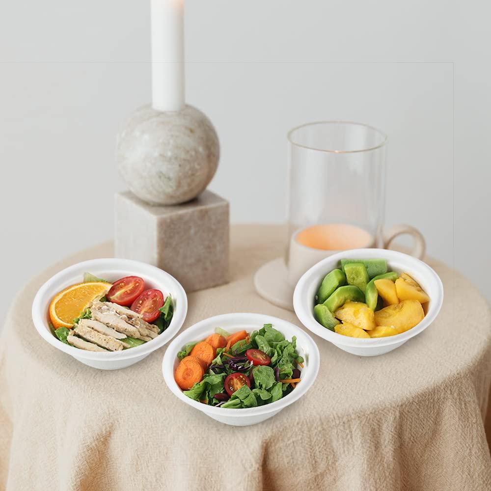 Oomcu Oomcu 100 Pack 8oz Paper Bowls Disposable Heavy Duty,Compostable Bowls Disposable Soup Bowls for Hot Food,Small Disposable Food Bowls for Ice Cream,Salad,Snacks,Dessert,Picnics Bowl (White)