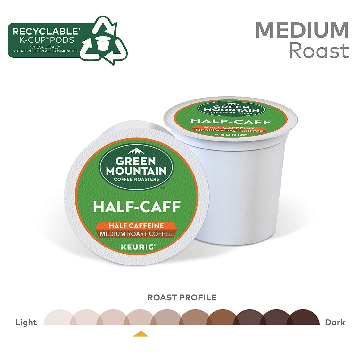 Green Mountain Coffee Roasters Green Mountain Coffee Roasters Half Caff, Single-Serve Keurig K-Cup Pods, Medium Roast Coffee