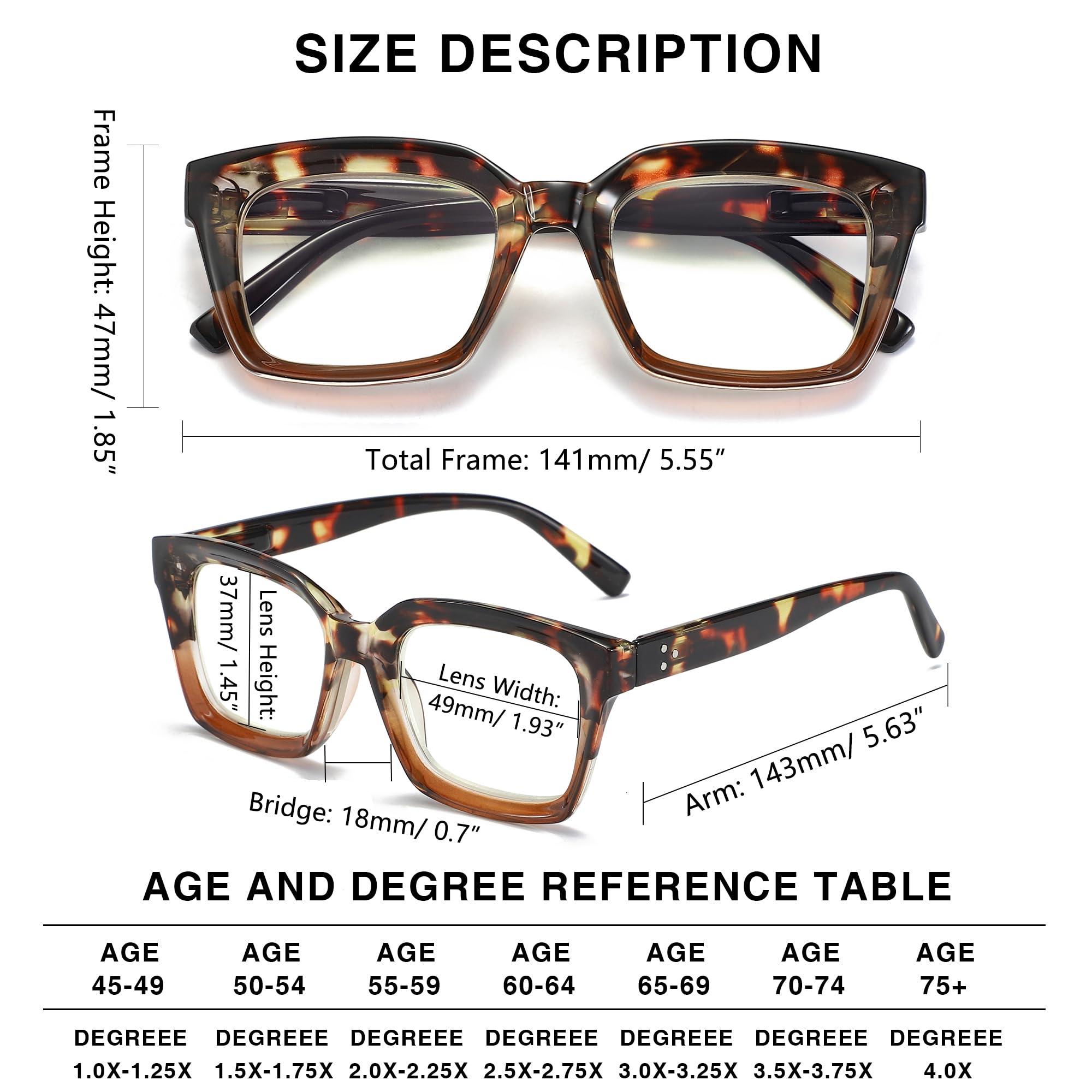 LOUOL READERS LOUOL 6 Pack Readers for Women Oprah Style Square Reading Glasses with Spring Hinge Blue Light Blocking for Men Ladies +2.0