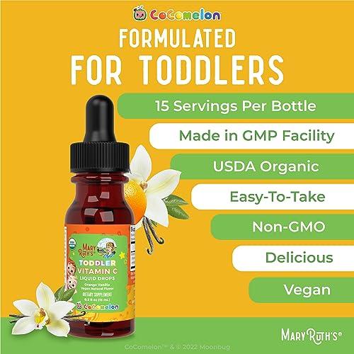 MaryRuth Organics MaryRuth Organics | CoComelon Kids Vitamin C Liquid Drops for Ages 4-13 Years | USDA Organic | Immune Support & Overall Health | USDA Organic | Vegan | Non-GMO | Gluten Free | 30 Servings