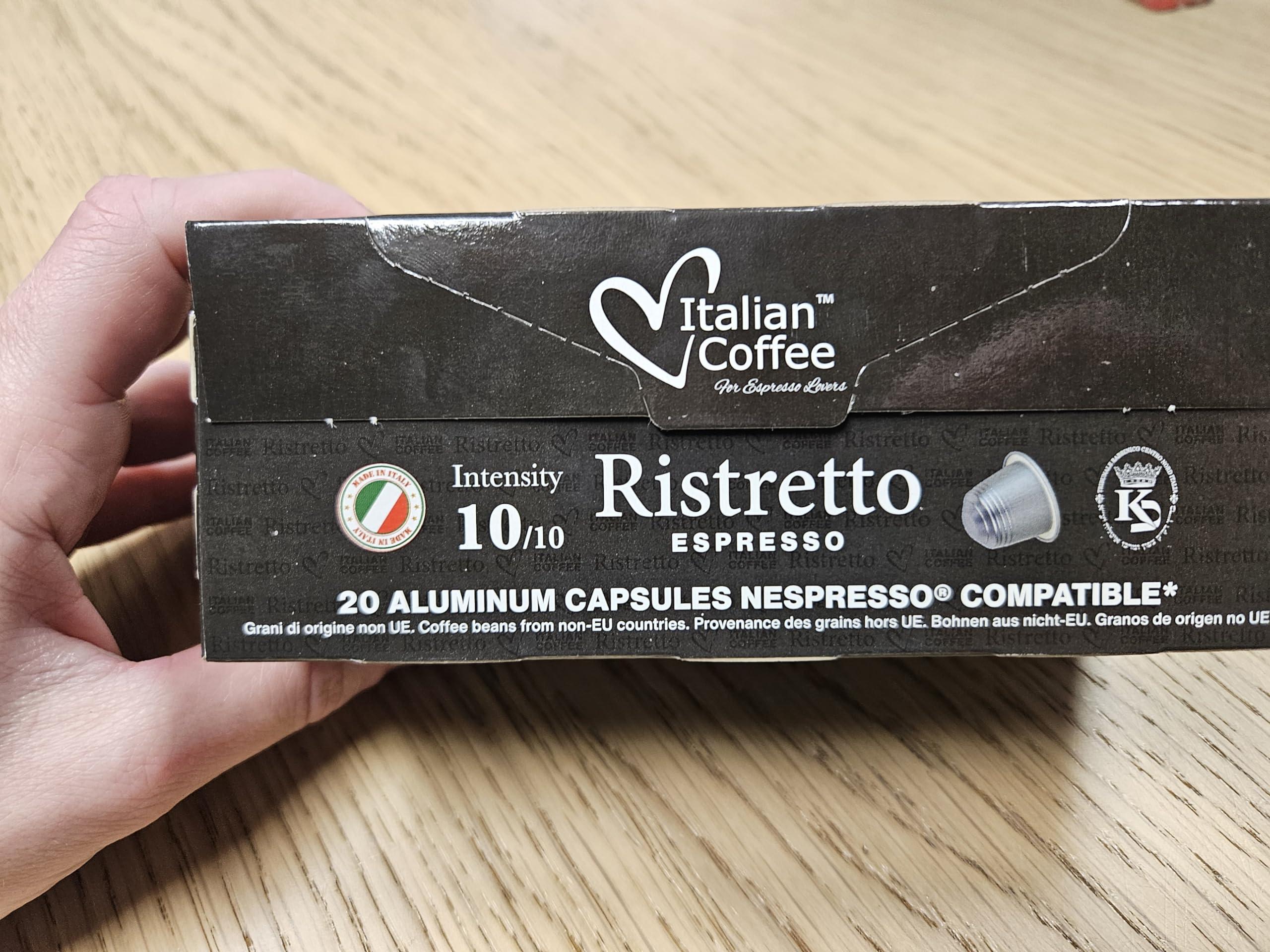 DELICITALY Pure Italian Food DELICITALY Pure Italian Food Italian Coffee pods compatible with Nespresso Original machines, Espresso capsules (100 Ristretto Aluminum Pods, 100 Count (Pack of 1))