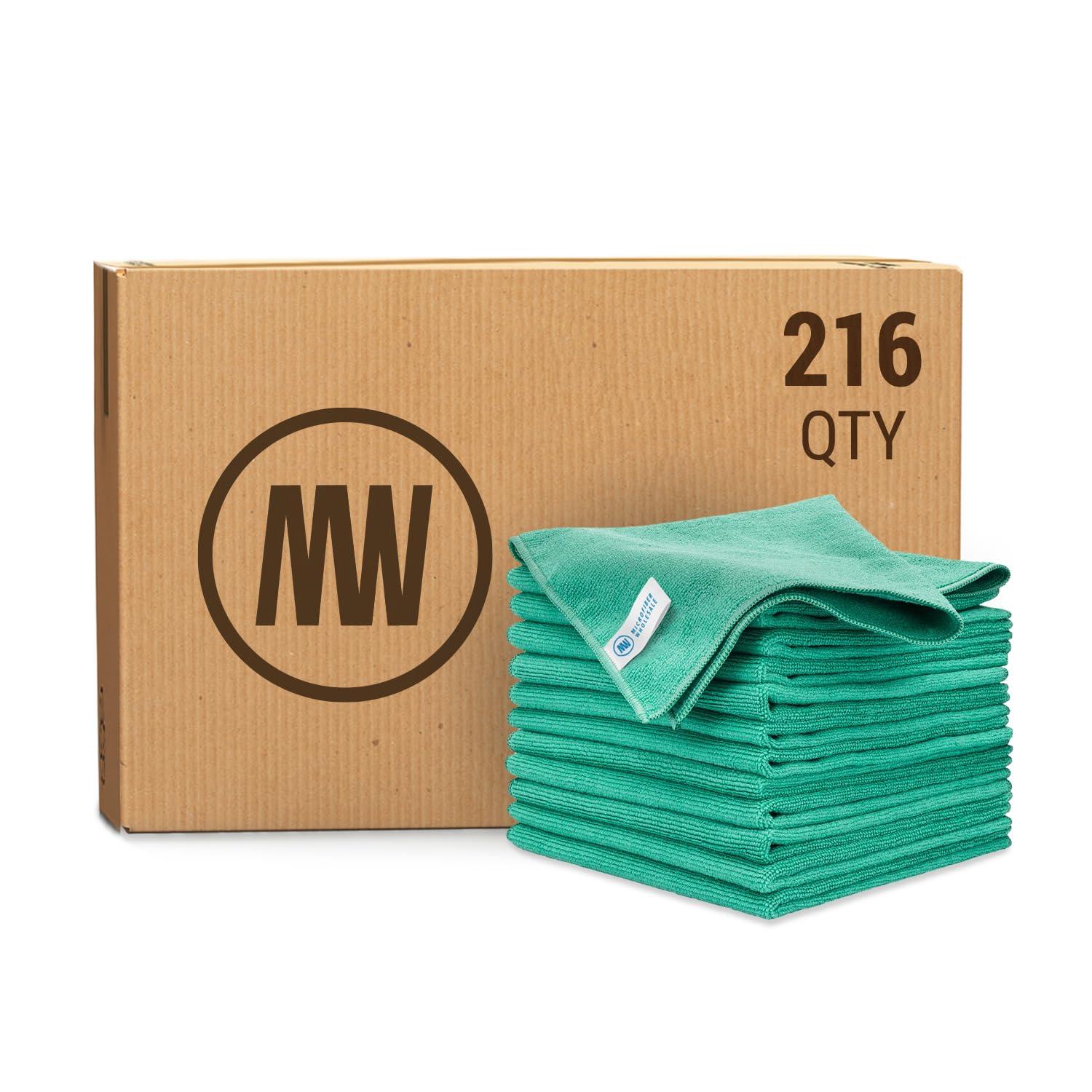Microfiber Wholesale Microfiber Wholesale 16\" x 16\" Pro Multi Surface Microfiber Towels Bulk | Case: 216 Qty (Green)