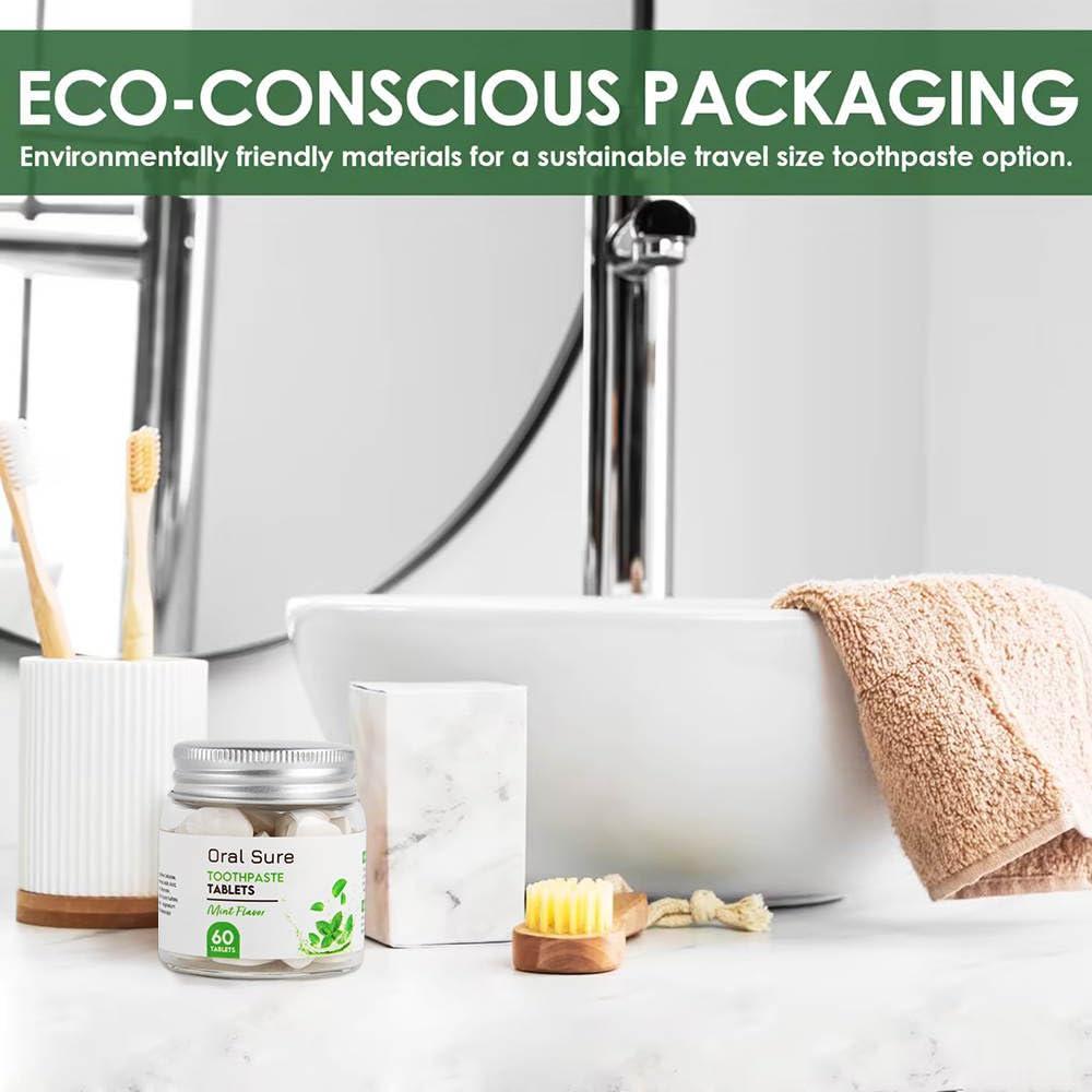 Oral Sure Oral Sure Toothpaste Tablets - Mint Flavor, Anti-Plaque, Anti-Cavity, Prevents Tooth Decay, Anti-Gingivitis, Oral Cleaner, Travel-Friendly, Fluoride-Free