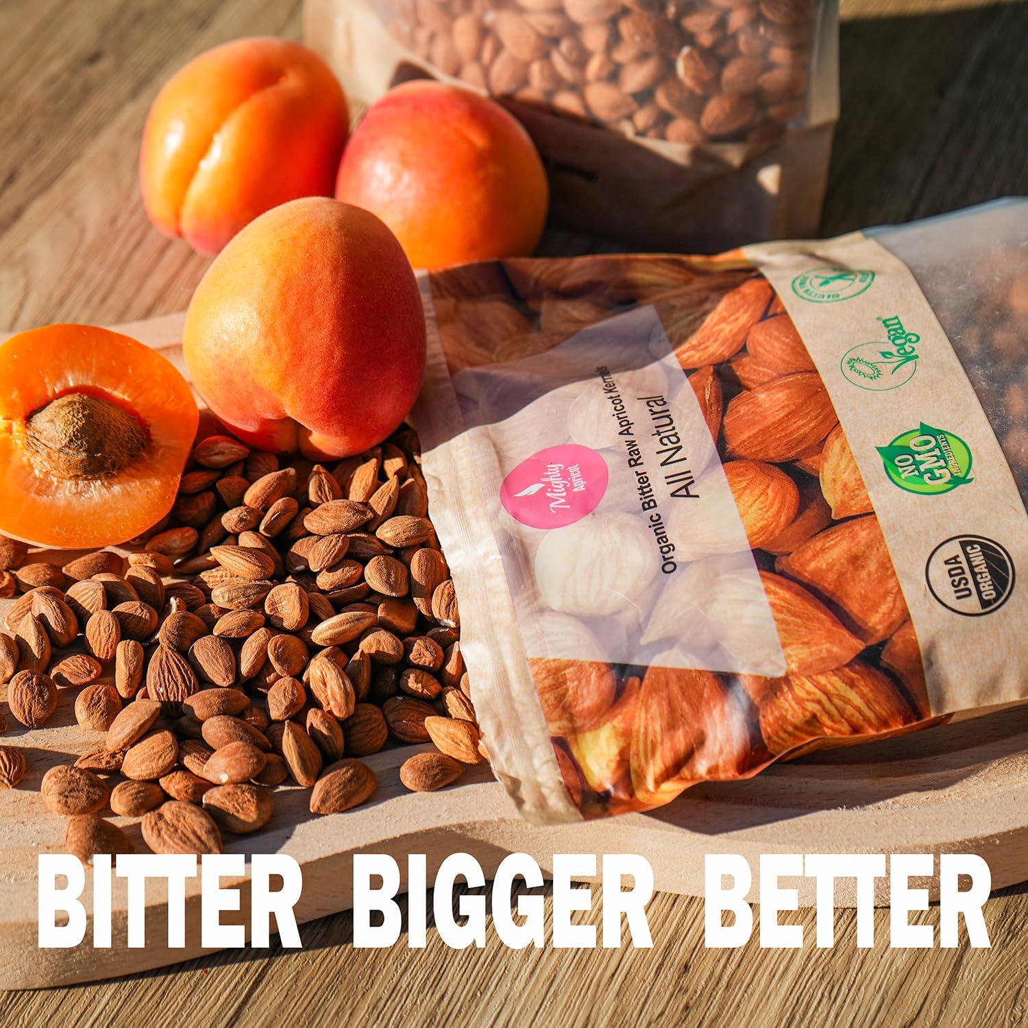 Mighty Apricot Mighty Apricot USDA Organic Bitter Apricot Kernels(1LB) 16oz, Natural Raw Bitter Apricot Seeds, Vegan, Non-GMO, Gluten Free, Great source of Vitamin B17 and B15