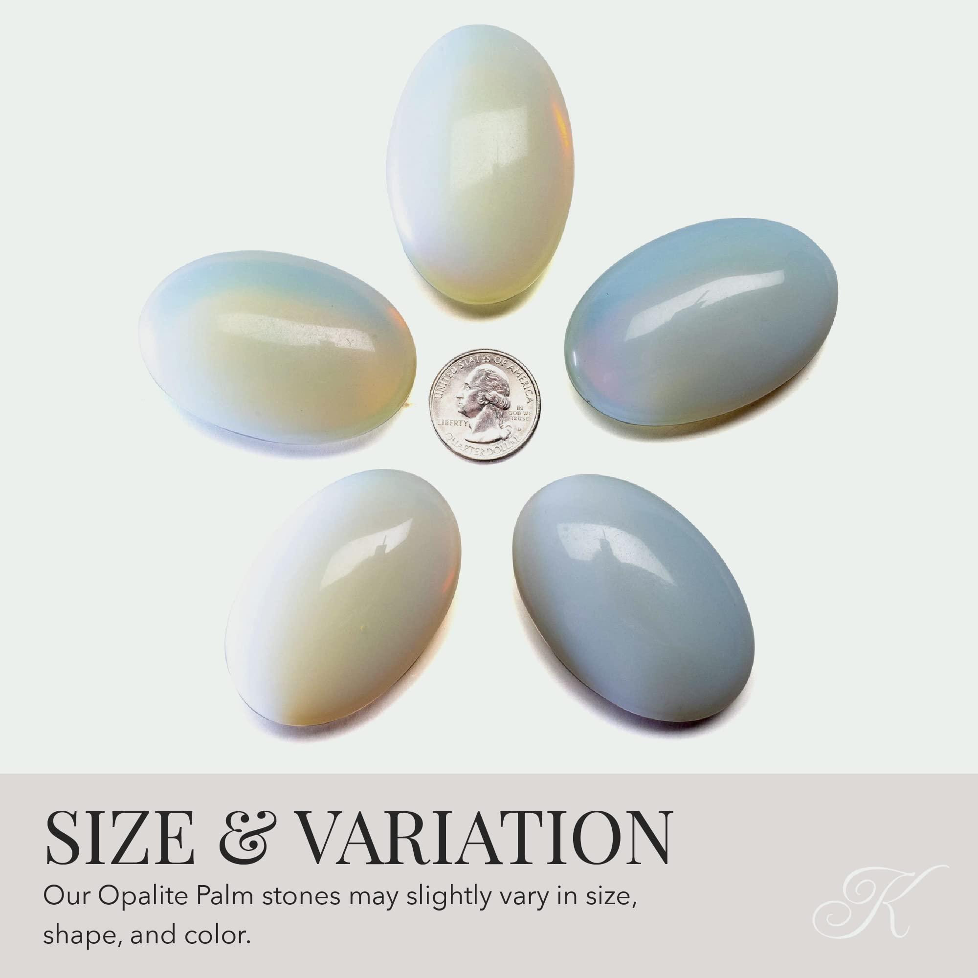 KALIFANO KALIFANO Opalite Palm Stone with Healing & Calming Effects - High Energy Moonstone with Information Card - Reiki Worry Crystal Used for Soothing Energy (Family Owned and Operated)