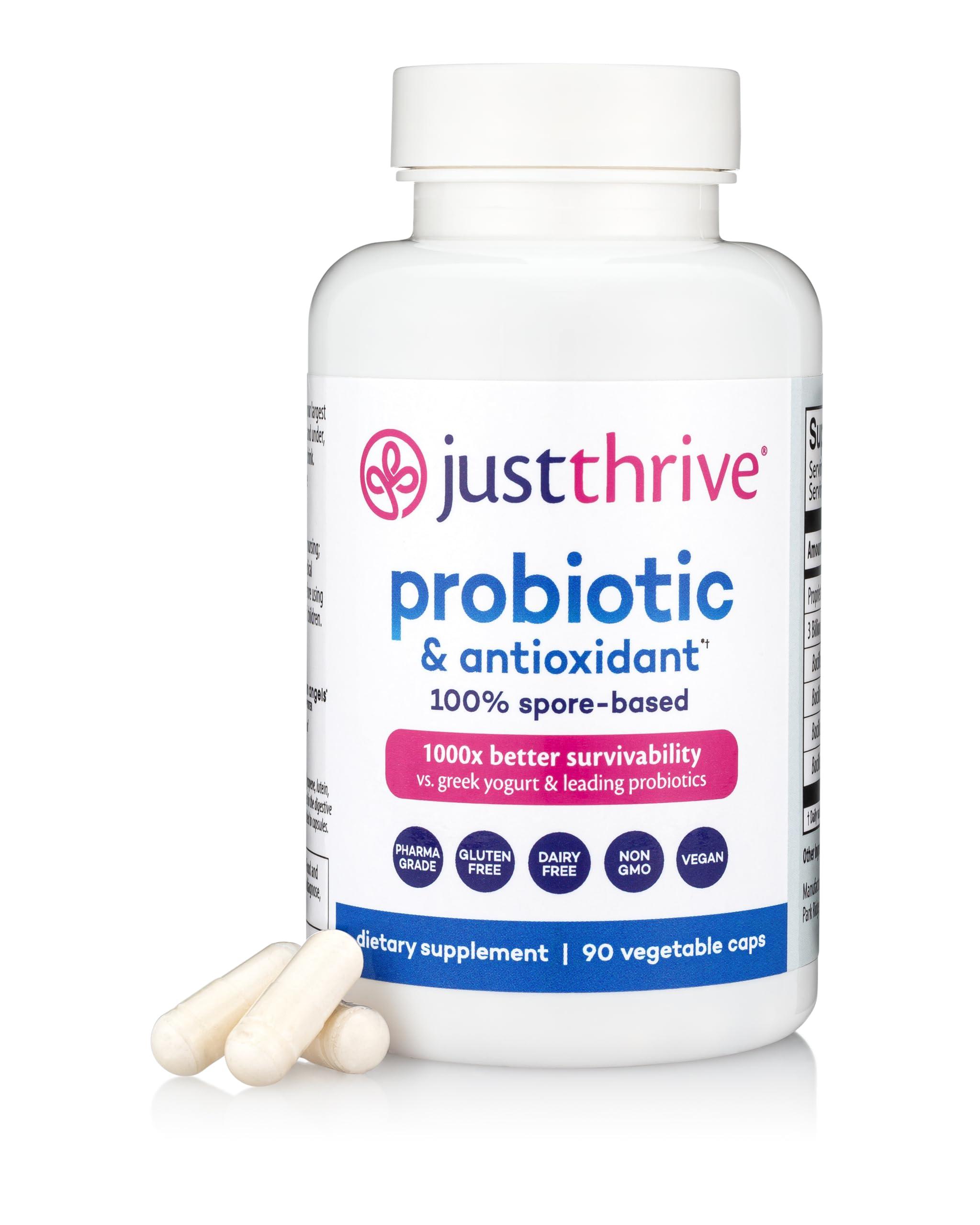 Just Thrive Just Thrive Probiotic & Antioxidant Supplement - 100% Spore-Based Digestive and Immune Support - Gluten Free, 90 Caps