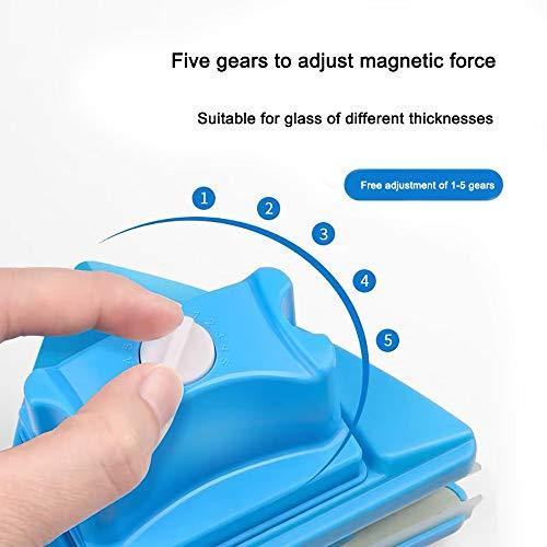 KOKITEA KOKITEA Double-Sided Window Cleaner Glass Wiper Magnetic Cleaning Tools, 5-Gears Adjustable Magnetic Glider Washing Brush Tools, for High-Rise Double Car Glazed Windows Thickness 0.3"-1.2" (Blue)
