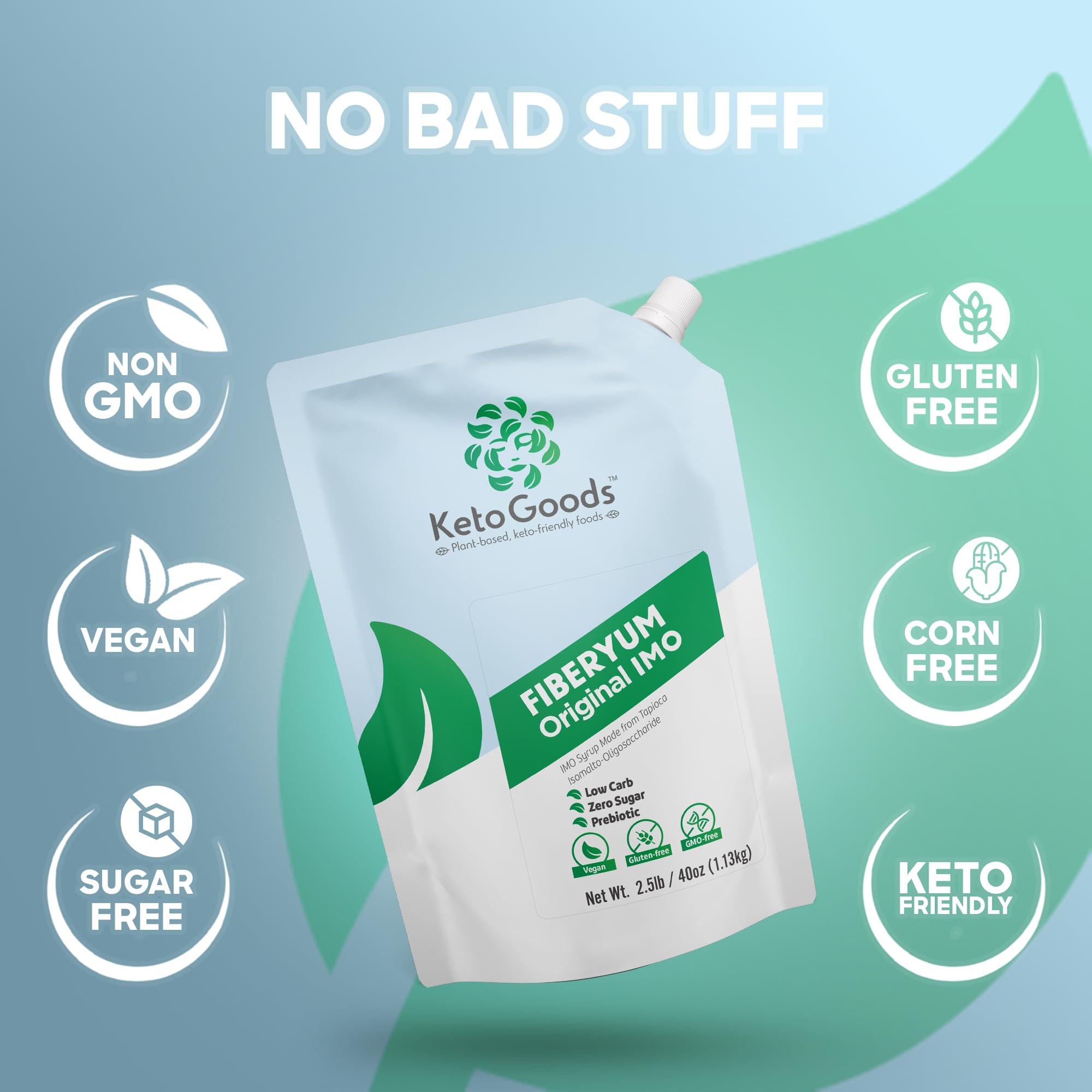 Keto Goods FiberYum Original IMO Syrup - Low Calorie Natural Prebiotic Fiber Syrup, Yacon Syrup Alternative, Provides Soluble Fiber and Sugar Free Sweetness (2.5lbs / 40oz)