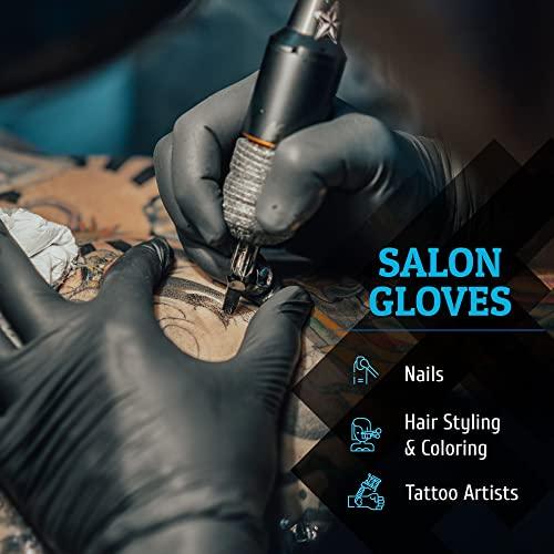 Hand-E Touch Hand-E Touch Black Nitrile Disposable Gloves Medium, 200 Count - BBQ, Tattoo, Hair Dye, Cooking, Mechanic Gloves - Powder and Latex Free Gloves