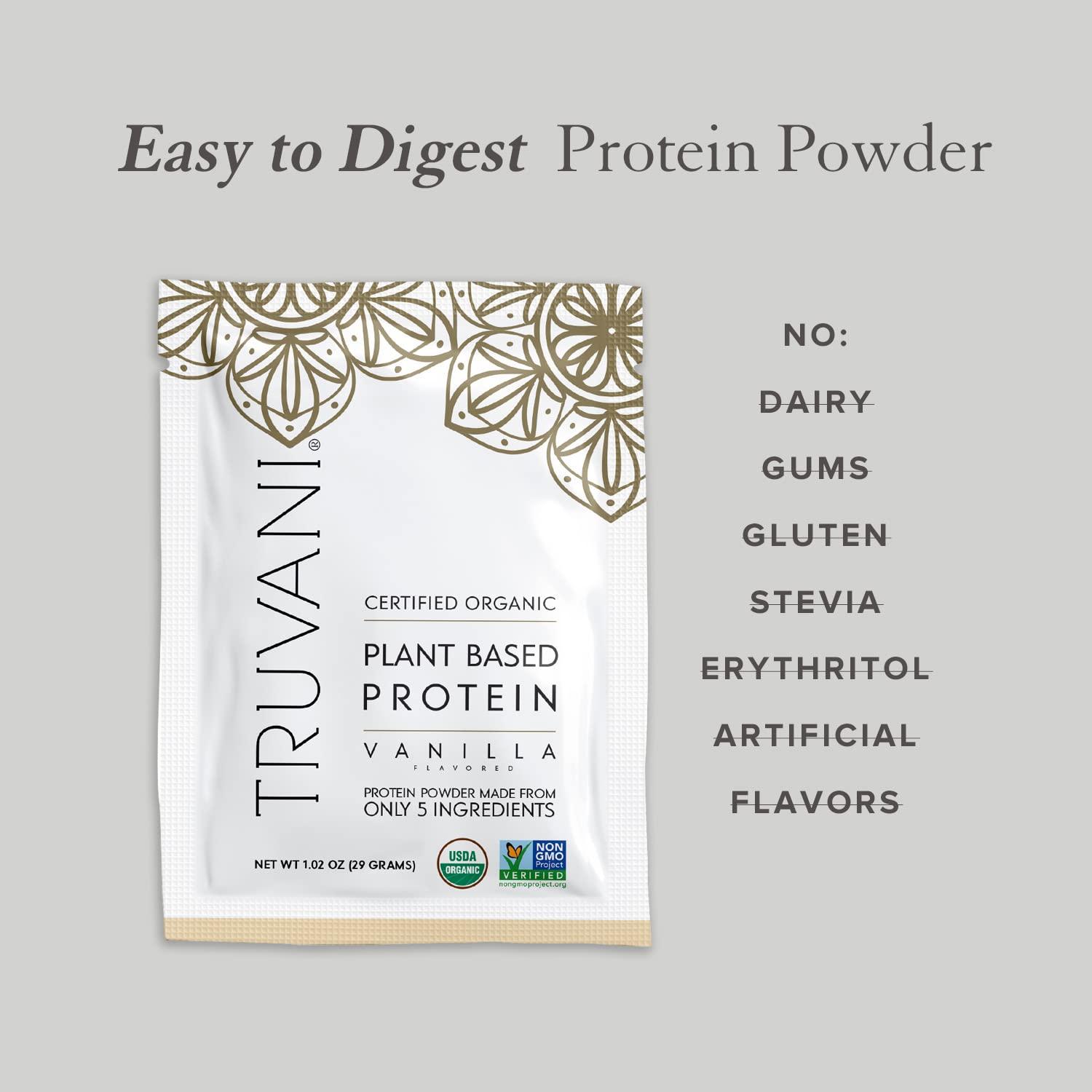 Truvani Truvani Vegan Pea Protein Powder | Sample Pack | 20g Organic Plant Based Protein | 8 Single Serving Packets | Keto | Gluten & Dairy Free | Low Carb | No Added Sugar