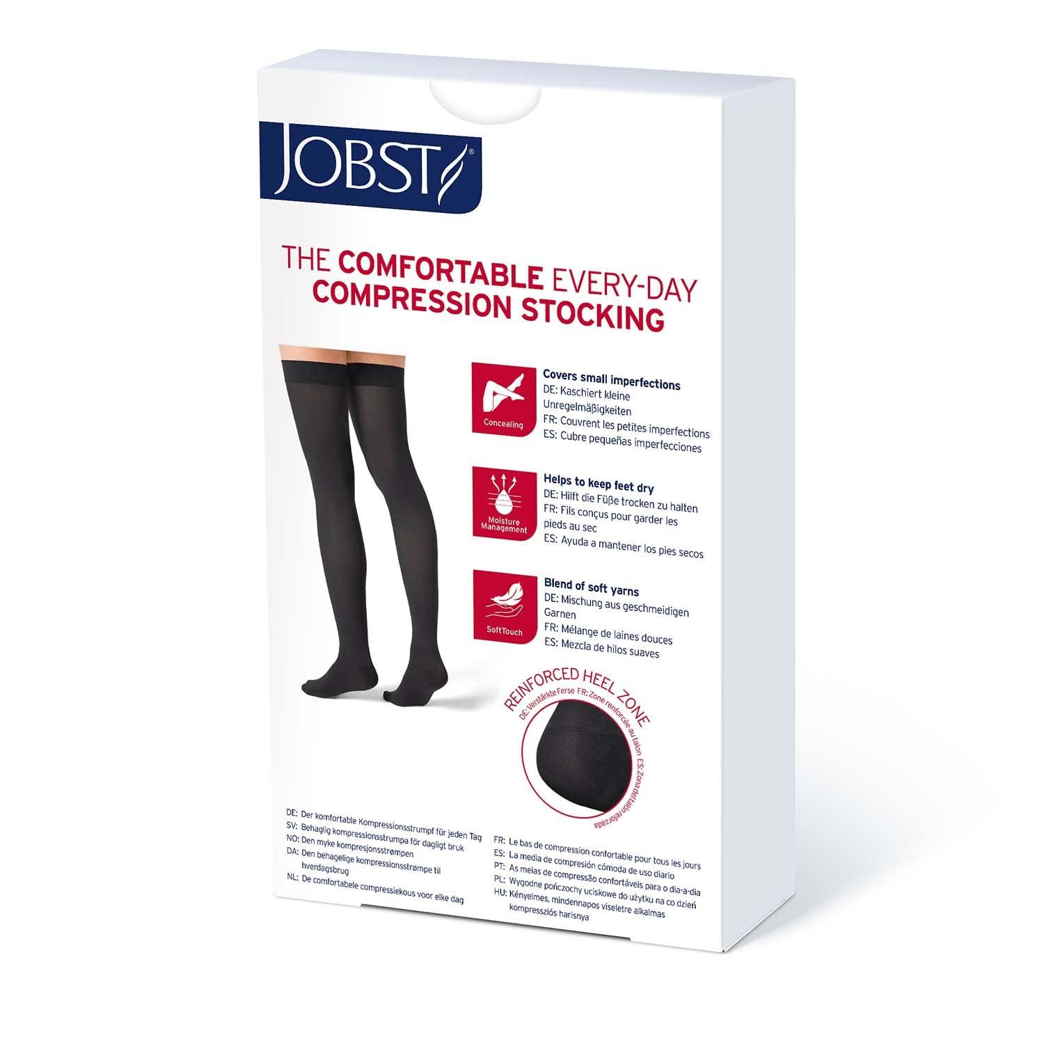 JOBST JOBST Opaque Compression Stockings, 15-20 mmHg, Thigh High, Silicone Dot Band, Open Toe, Natural, Small