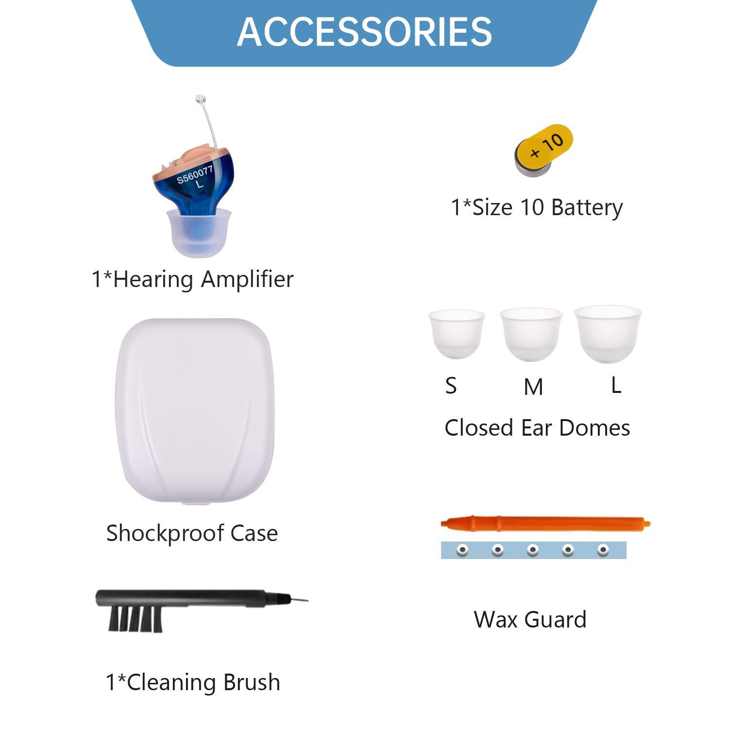 resovonac Hearing Amplifier for Seniors Adults Noise-Cancelling - Elderly Assistance Listening, Voice Sound Amplifier Ear Invisible Devices As Seen On TV Hearing Aid Cleaning Tools Included (Blue)