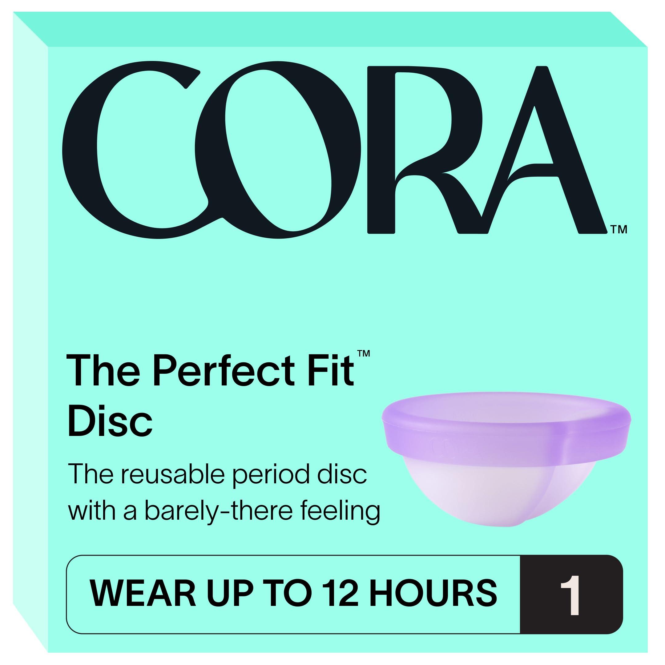 Cora Cora Menstrual Disc | Reusable Period Disc | Wear Up to 12-Hours | Sustainable Alternative to Tampons/Pads | for Light/Heavy Flows | Leak Proof | Medical Grade Silicone | Eco-Friendly Feminine Hygiene