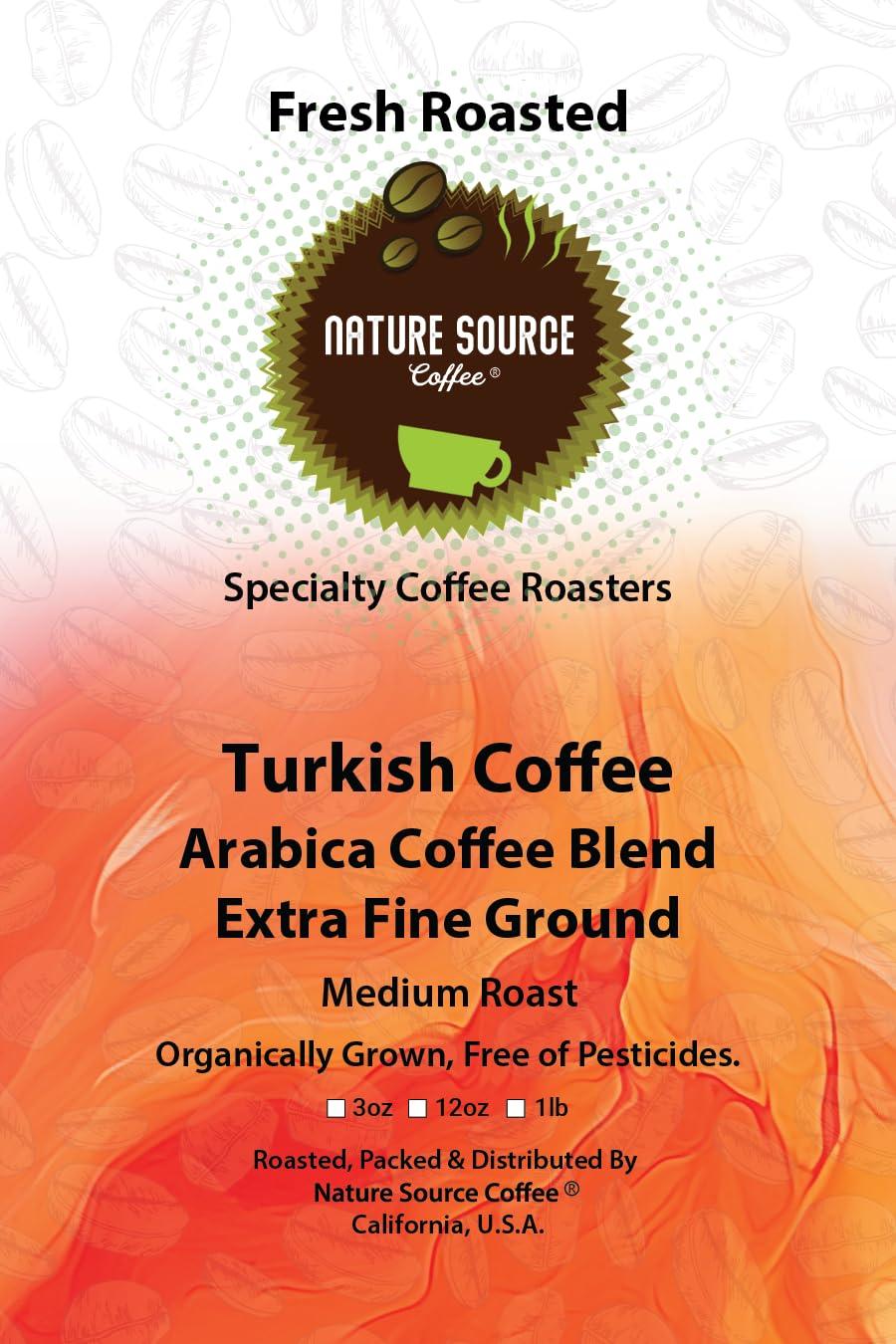 Nature Source Coffee Turkish Coffee Grounds for Traditional Brewing | 12oz 1-Pack