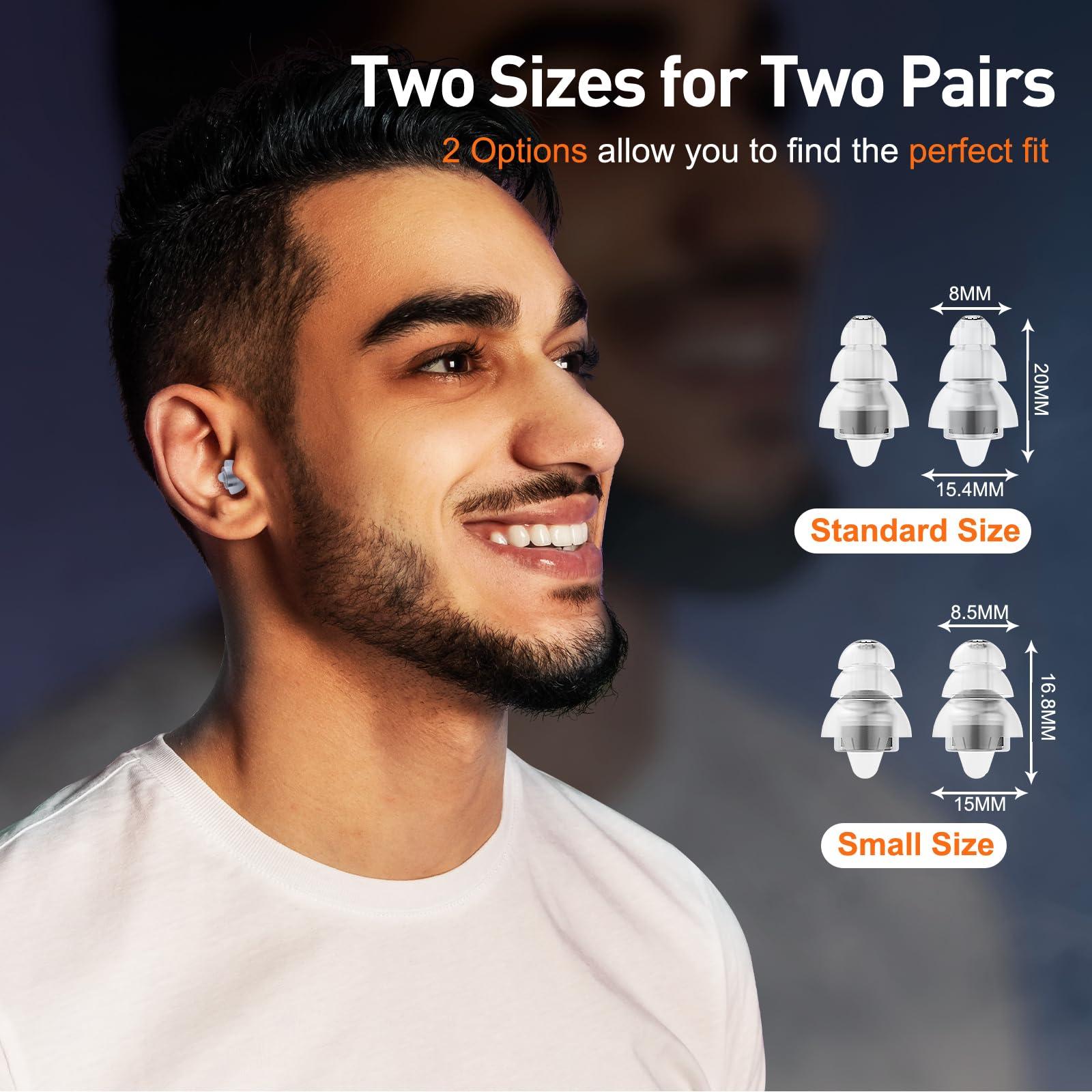 Reure Reure High Fidelity Concert Ear Plugs, Noise Cancelling Silicone Ear Plugs 2 Pairs Great for Concerts Loud Music, Musicians, Motorcycles, Airplanes, Raves, Hearing Protection -20 dB