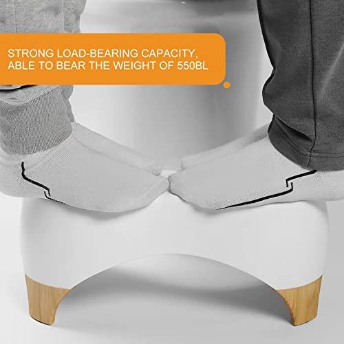 GLIGAM Toilet Stool,Gligam Poop Stool for Bathroom,Bearing 550 lbs Weight,Toilet Step Stool, Potty Stool for Adults and Kids,Non-Slip Simple Design,7" Tall (White/Bamboo Color)