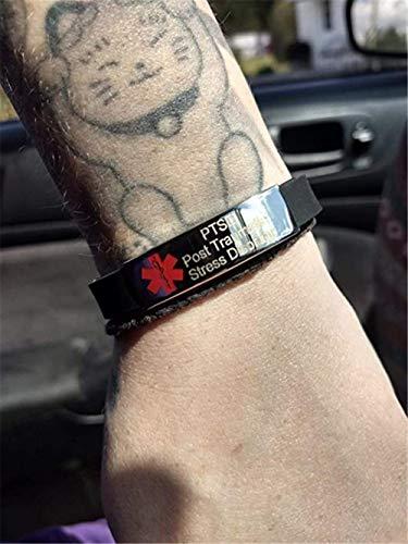 Sunling Sunling Custom Adjustable Silicon Medical Alert Food Allergy Awareness Bracelet for Women Men Kids,Free Engraving,Daily Life Emergency Saver for Son,Daughter,Parents