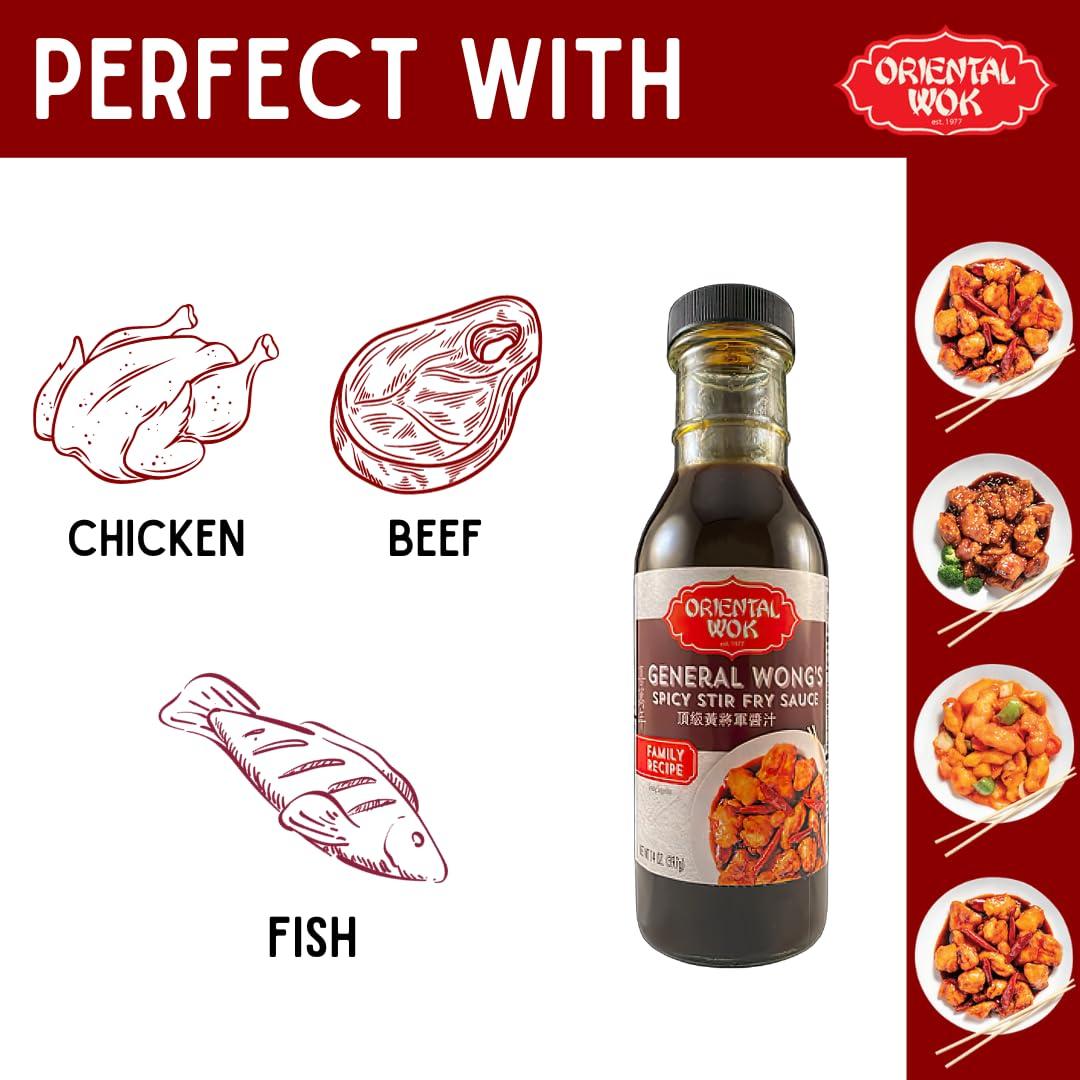 Oriental Wok Oriental Wok Gourmet General Wong\'s Spicy Stir Fry Sauce, Umami-Infused Gourmet Sauce, Timeless Taste & Contemporary Convenience, 14 oz (1 Pack)