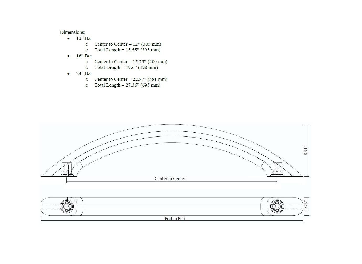 Great Grabz GG Great Grabz Grab Bar - 16 Inch, Heritage Acrylic Material, Bathroom Accessories, Senior Assist Bath Handle (Opaque Midnight)