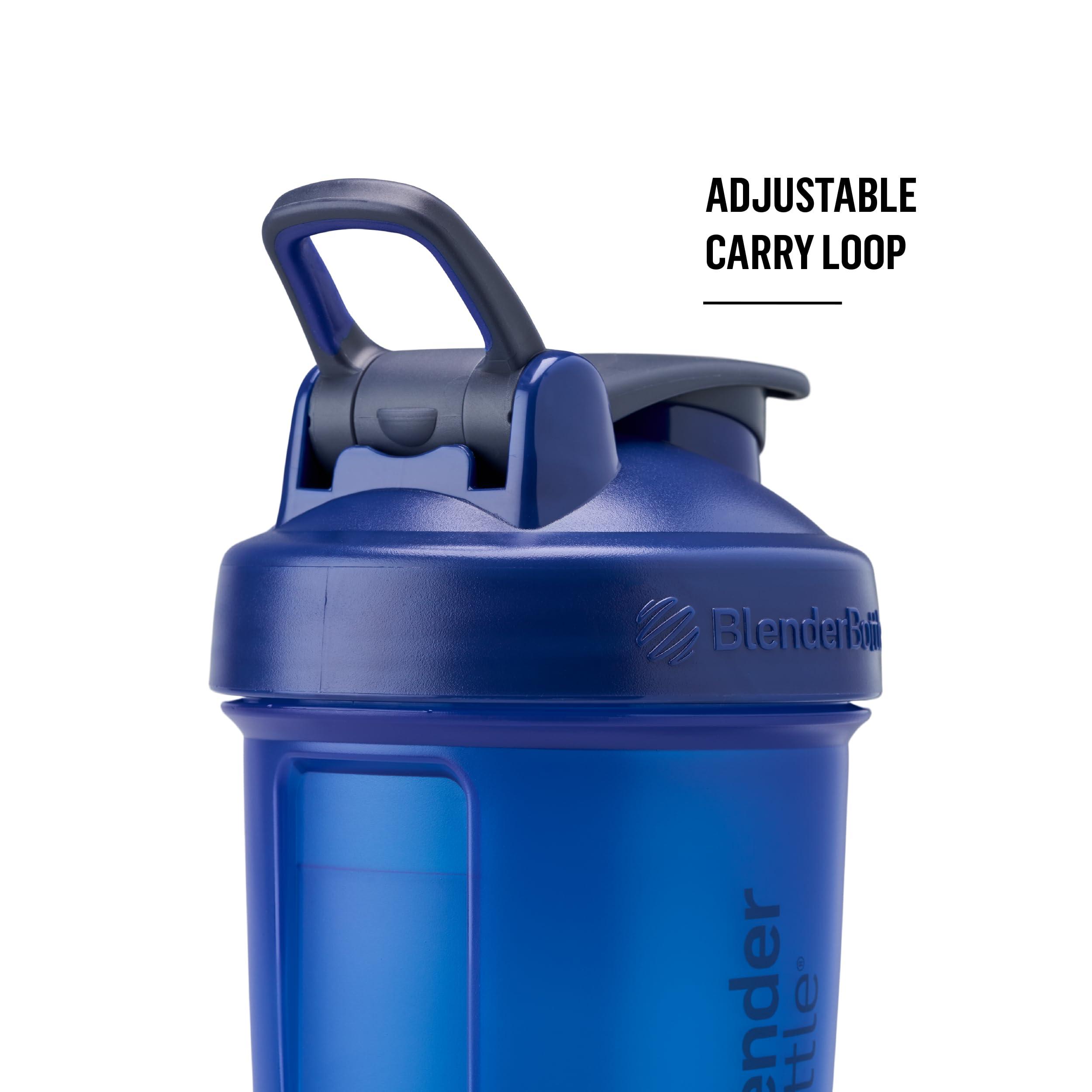 Blender Bottle BlenderBottle Shaker Bottle with Pill Organizer and Storage for Protein Powder, Classic V2 ProStak System, 22-Ounce, Blue