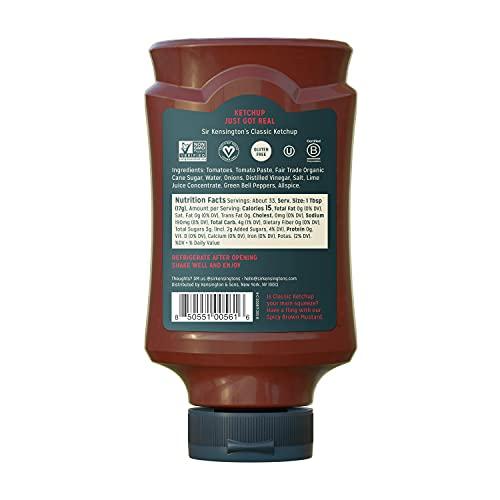 Sir Kensington's Sir Kensington's Classic Ketchup, Ketchup From Whole Tomatoes, No High Fructose Corn Syrup, Gluten Free, Certified Vegan, Non- GMO Project Verified, Shelf-Stable, 20 oz Pack of 2