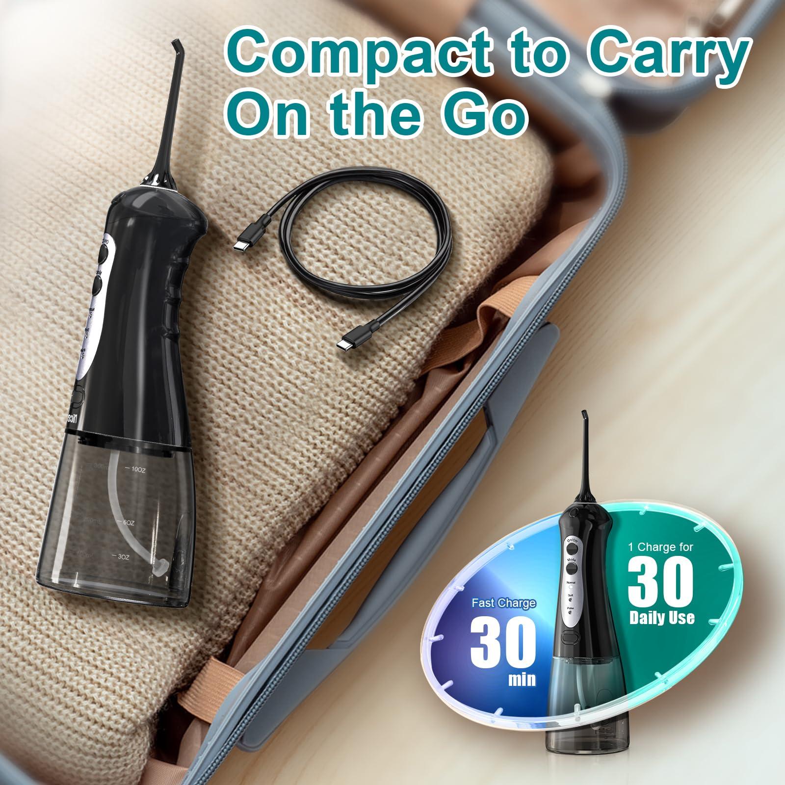 Nicefeel Nicefeel Cordless Water Dental Flosser 300ML BPA-Free Portable Oral Irrigator, 3 Cleaning Modes, Fast Charge, IPX7 Waterproof for Teeth, Gums & Tonsil Stones Home & Travel Use