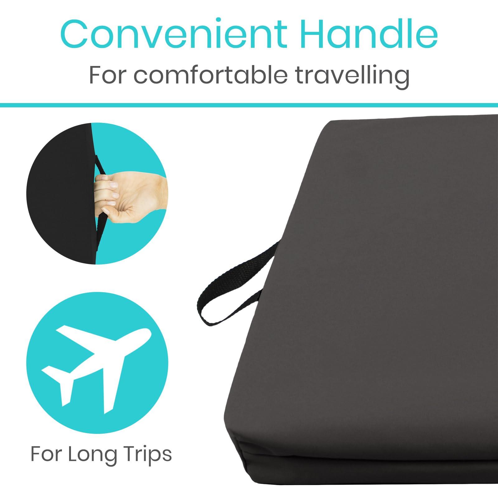 Vive Vive Wheelchair Cushion - Gel Seat Pad for Coccyx, Orthopedic Back Support, Sciatica & Tailbone Pain Relief - Waterproof Cover + 4 Layer Foam Support and Comfort - for Pressure Sores (22\" x 18\" x 3\")