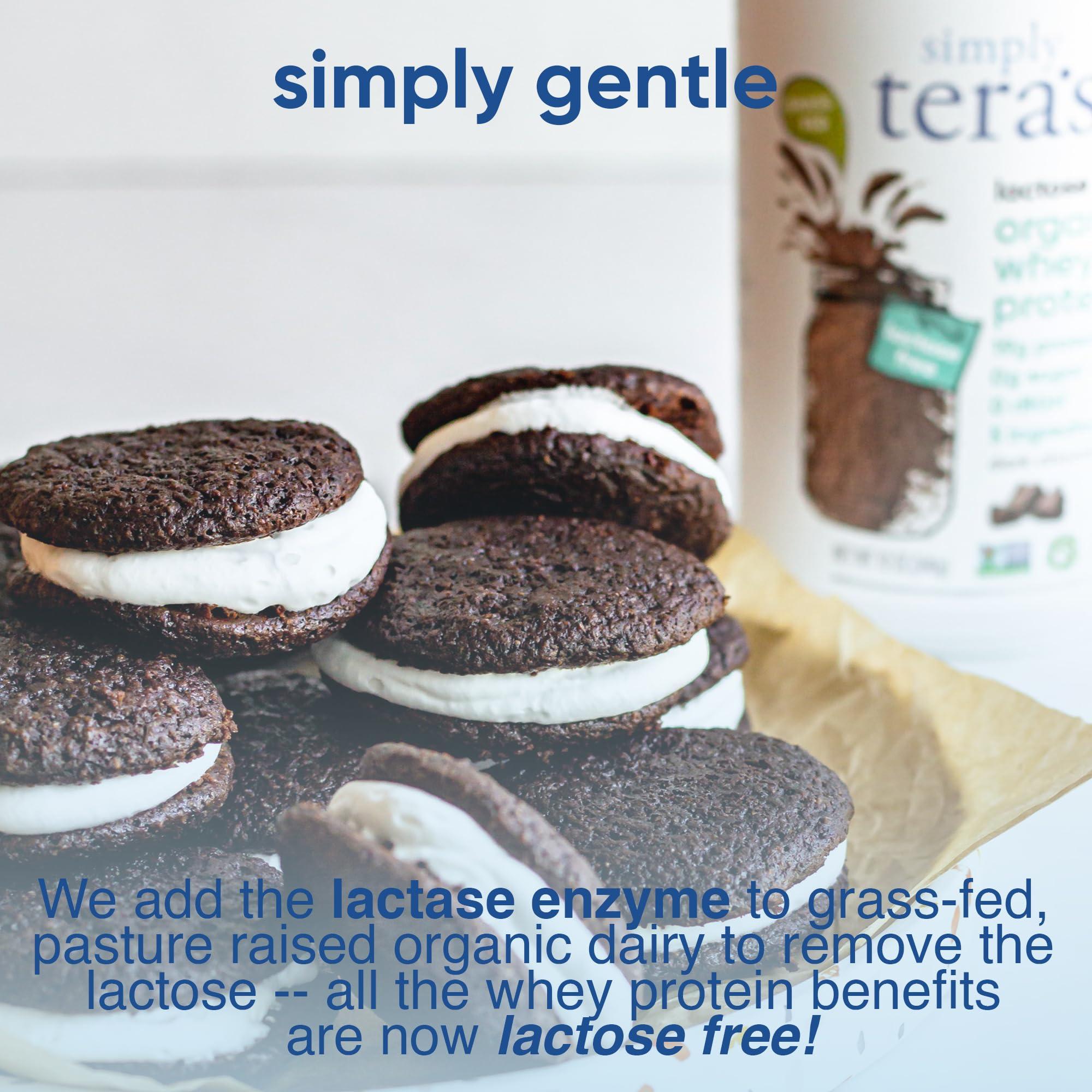 teraswhey Simply tera\'s Lactose Free Whey Protein Powder - Lactose Free Protein Powder, Dark Chocolate Protein Powder with Lactose Free Whey Protein, Non-GMO, Organic - 12 Oz