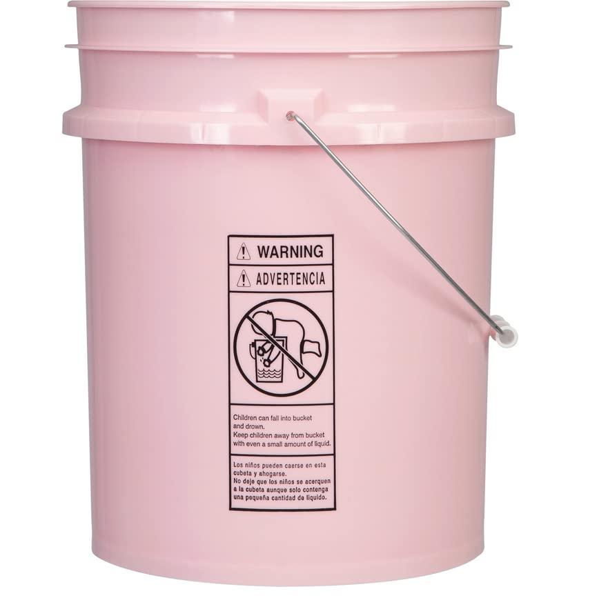 House Naturals House Naturals 5 Gallon Pink Food Grade Plastic Storage Bucket (Pack of 3) Made in USA (Pink Buckets Without Lids)