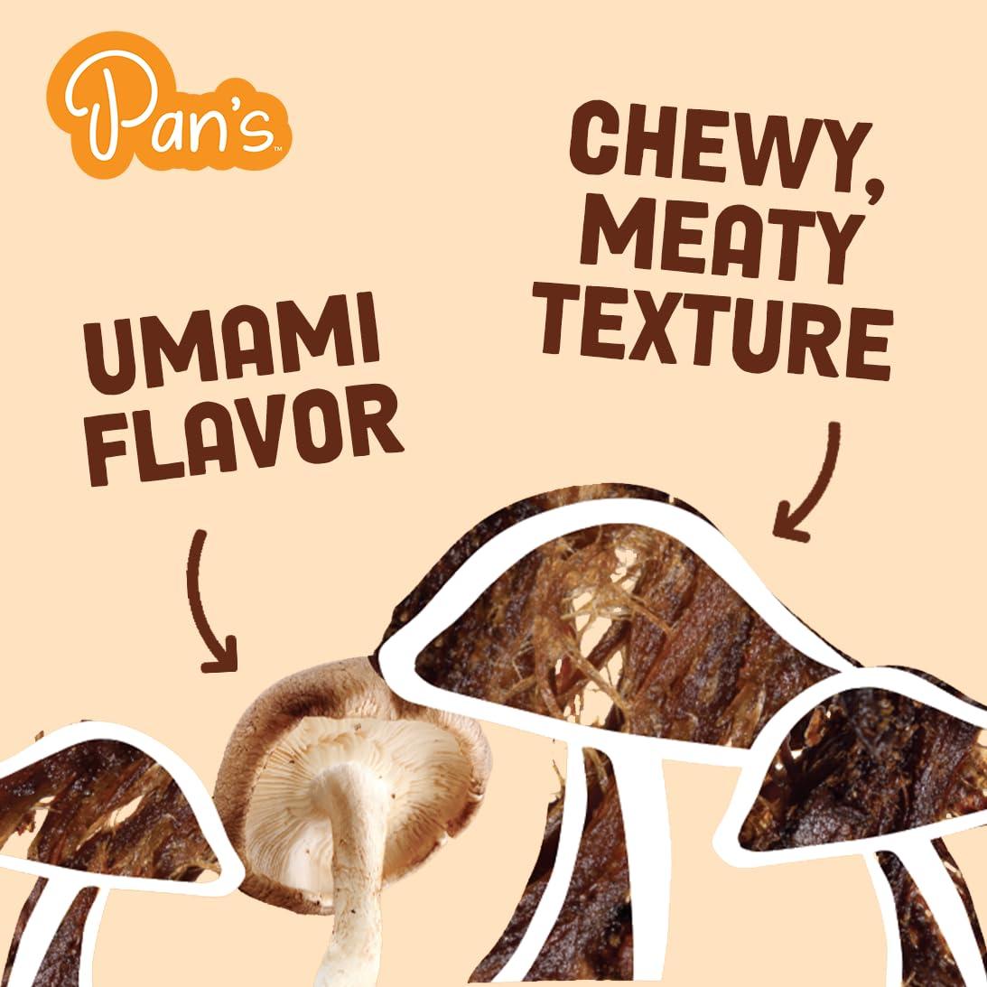 Pan's Pan\'s Mushroom Jerky, Vegan Snacks, Dried Mushrooms Shiitake, Plant based Jerky, Meatless Jerky, Gluten Free, High in Fiber, with Original flavor (2.2 Ounce, Pack of 3)