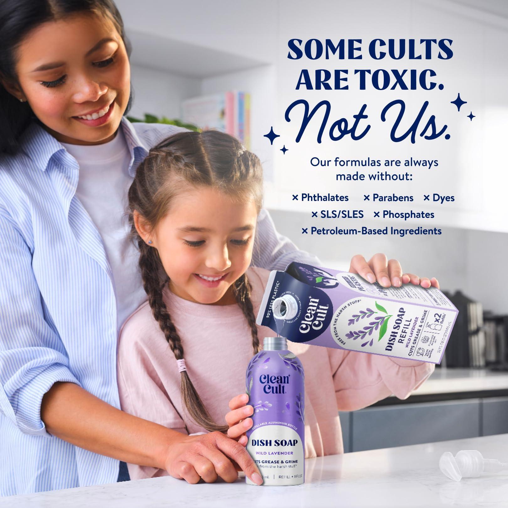 Cleancult Cleancult Dish Soap Liquid Refill (32oz, 1 Pack) - Plant Based Cleaning Power - Dish Soap that Cuts Grease & Grime - Free of Harsh Chemicals - Uses 90% Less Plastic - Wild Lavender