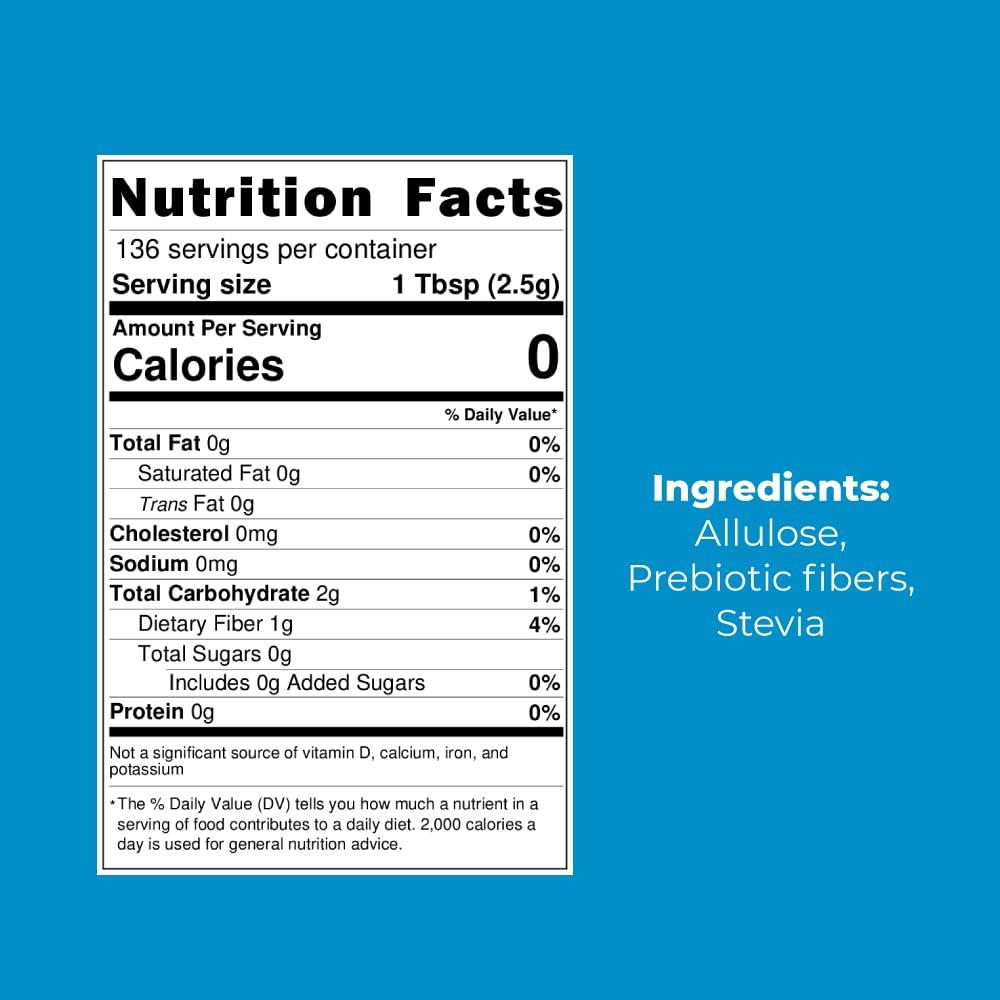 Biofoods Alusweet Alusweet Allulose Sweetener Zero Calorie - 24 oz - 1:1 Sugar Substitute, Keto-Friendly, Gluten-Free, Non-Glycemic, Plant-Based Sugar Substitute for Baking, Coffee, Cooking and Drinks